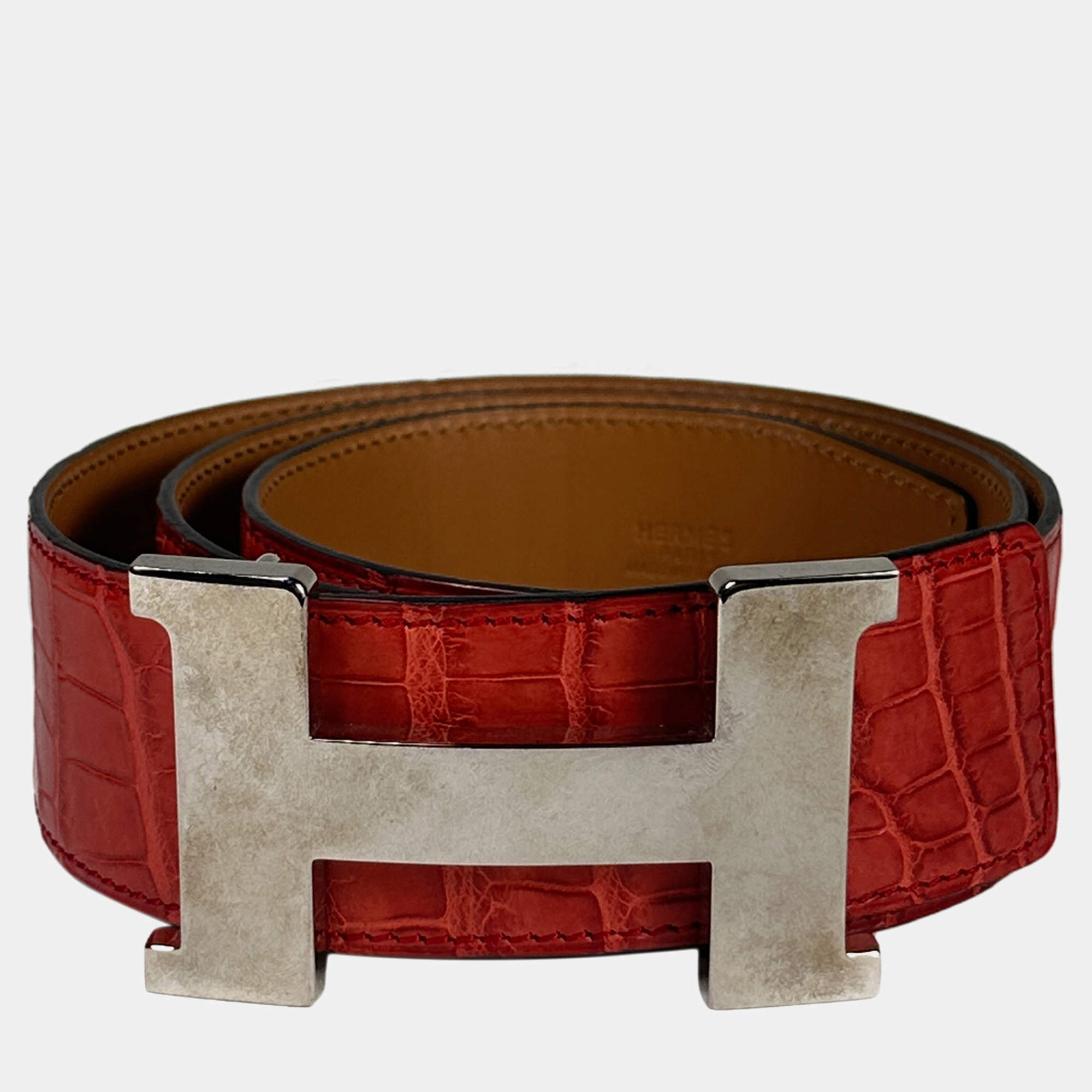 Hermes Crocodile Leather H Constance Belt