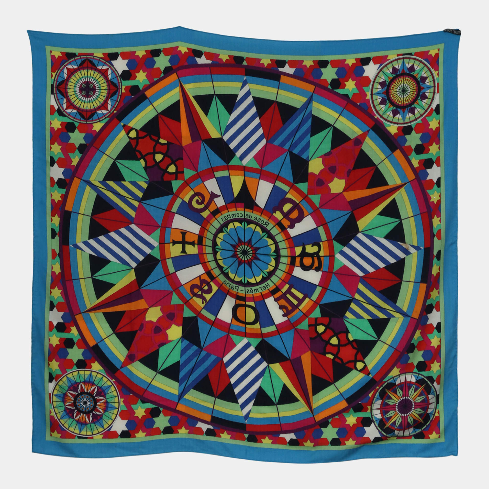 Hermes Multicolour Rose De Compas Cashmere Scarf