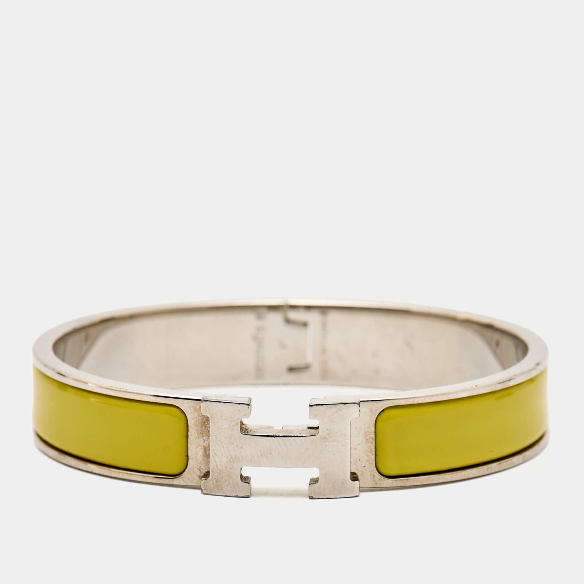Hermes Clic H Yellow Enamel Palladium Plated Bracelet