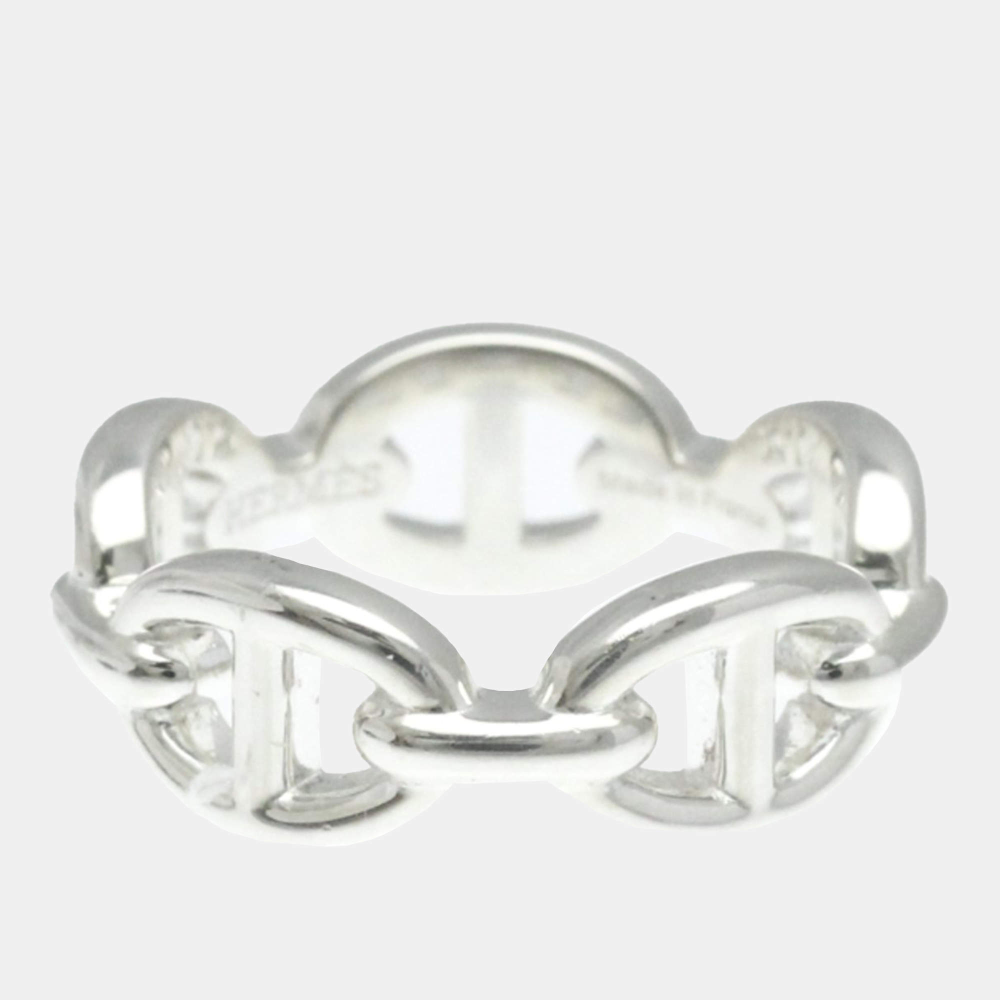 Pre Owned  Hermes Silver 925 Chaine D'ancre Ring EU 52