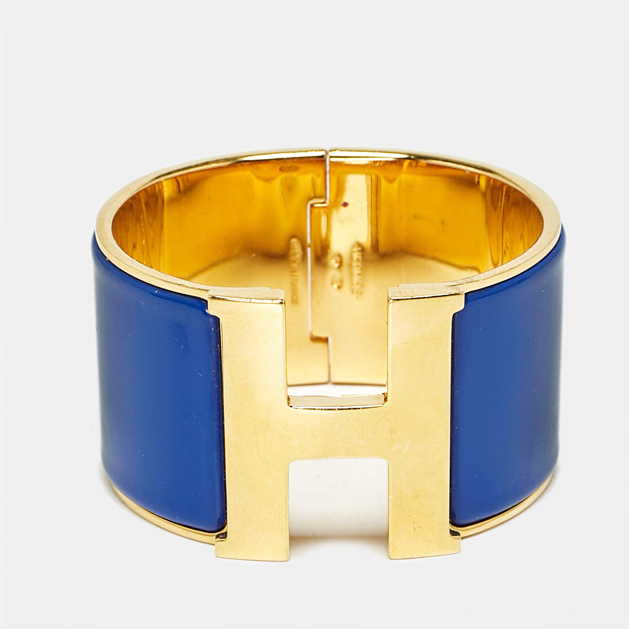 Hermès Clic Clac H Blue Enamel Gold Plated Bracelet