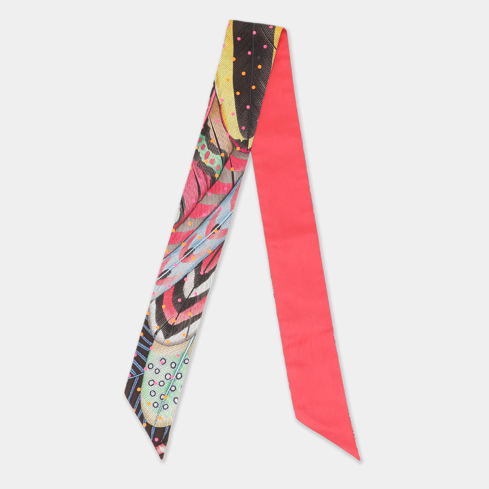 Pre Owned Hermès Multicolor Silk Plumetis Twilly