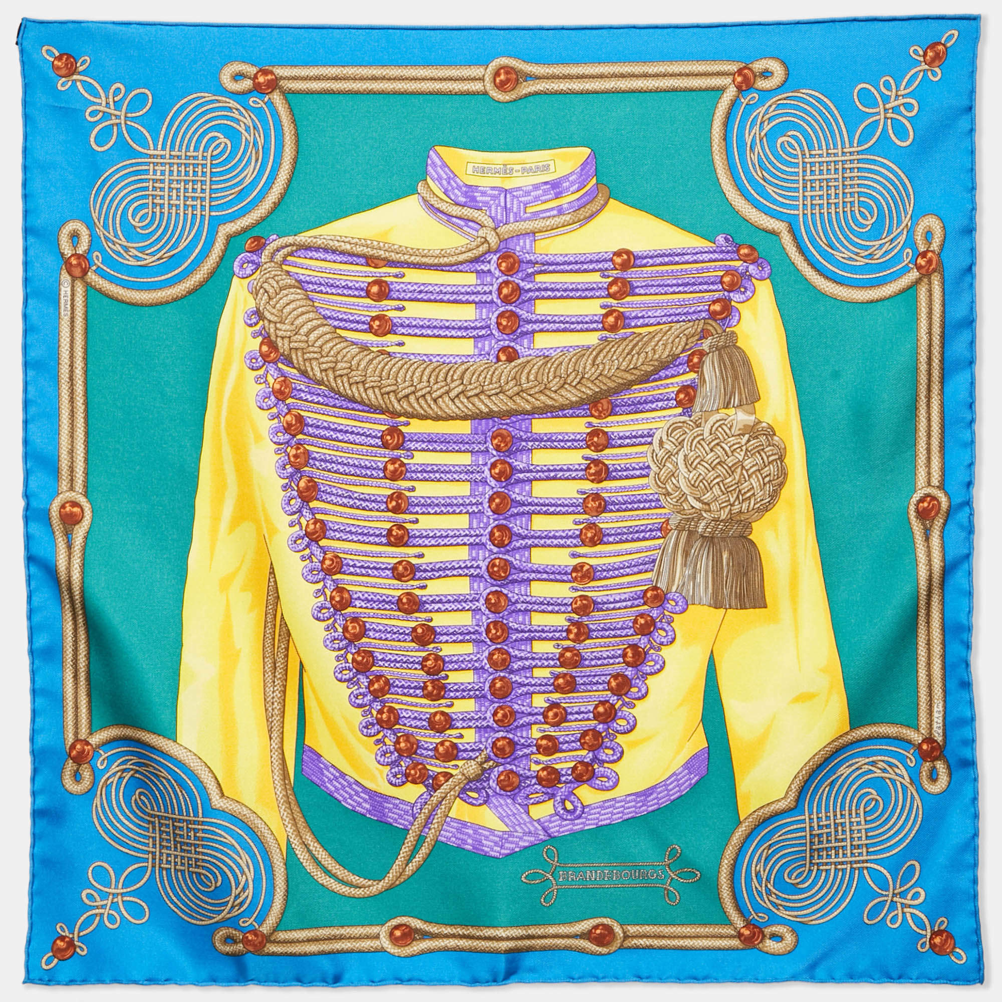 Hermès Blue/Green Brandebourgs Silk Gavroche