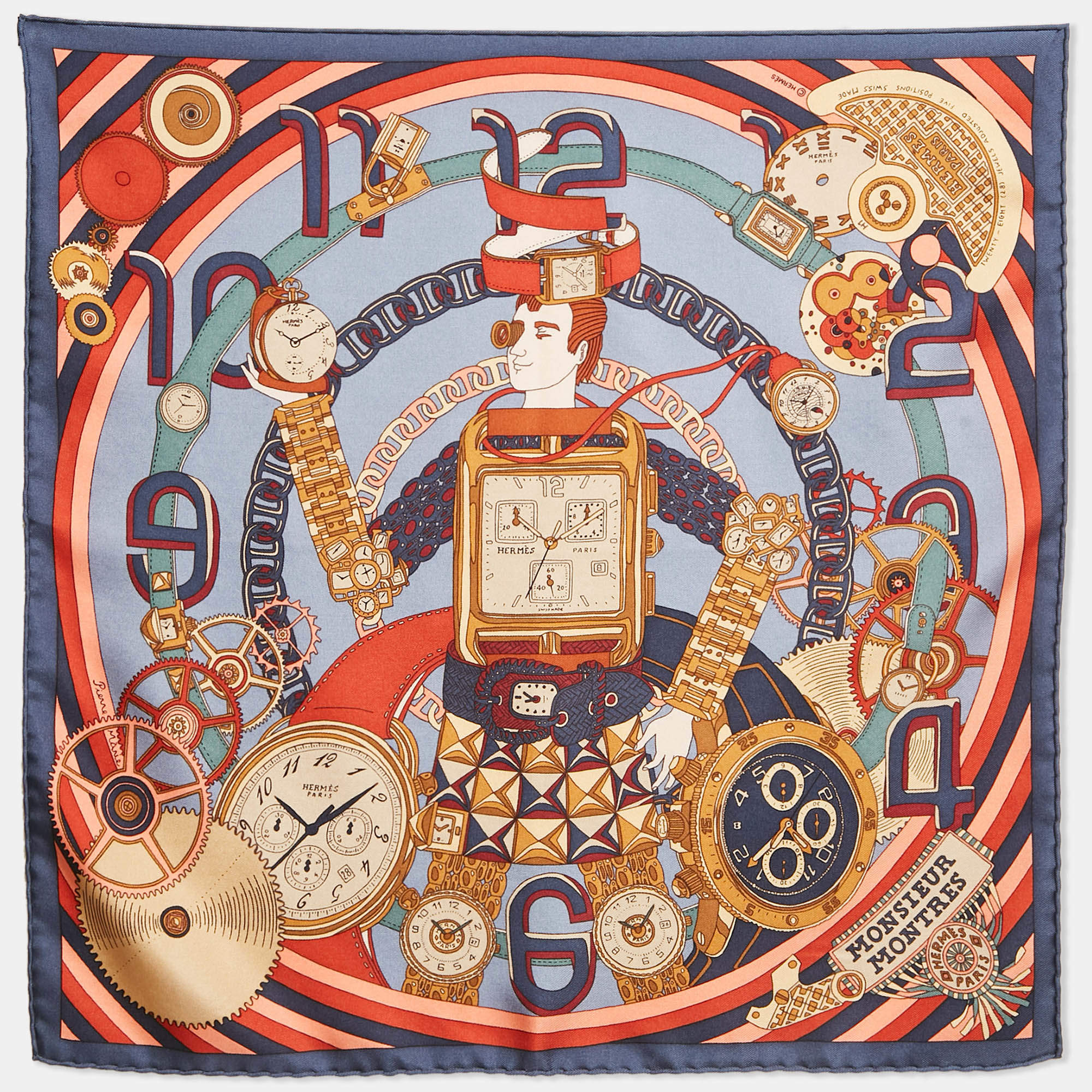 Hermès Multicolor Monsieur Montres Silk Gavroche
