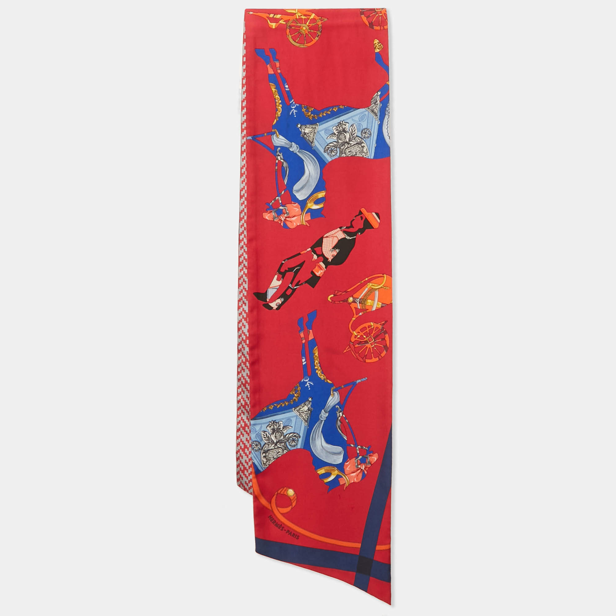 Hermès Red Printed Silk Maxi Twilly 