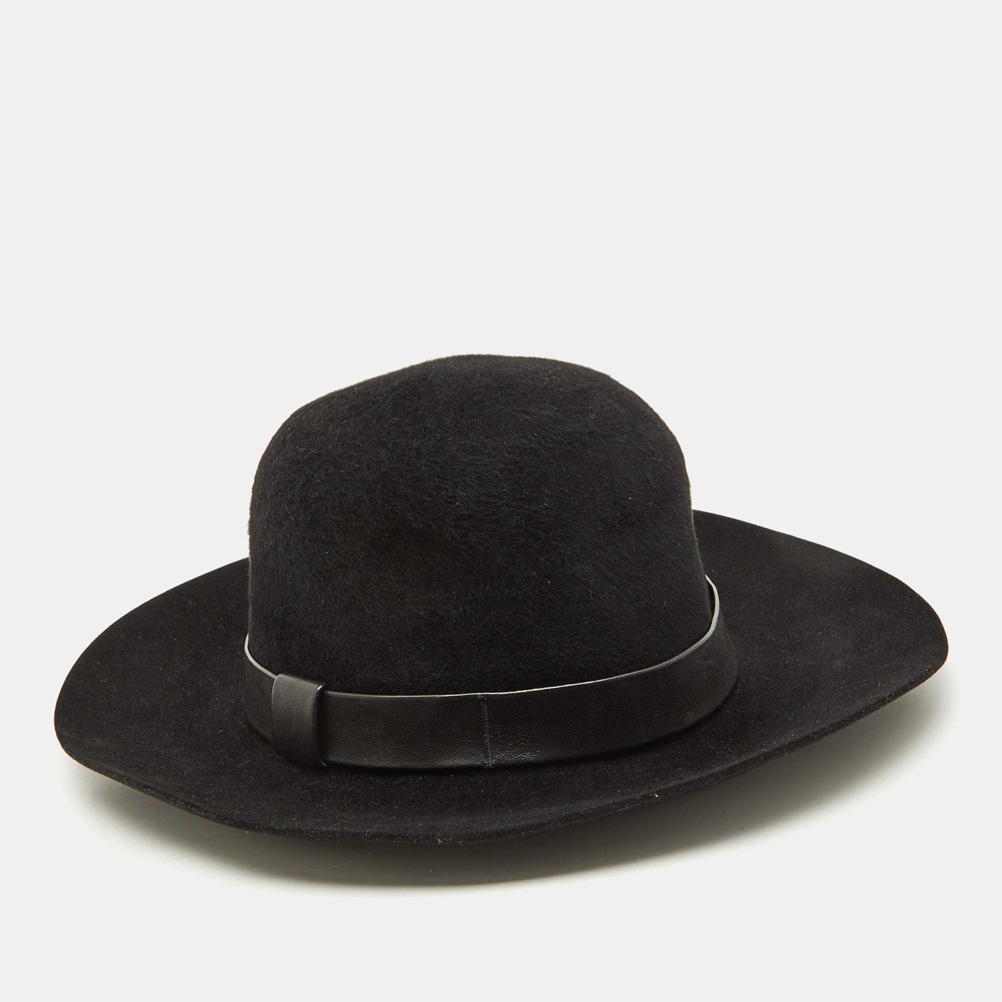 Hermès Black Rabbit Felt Fedora Hat Size 59