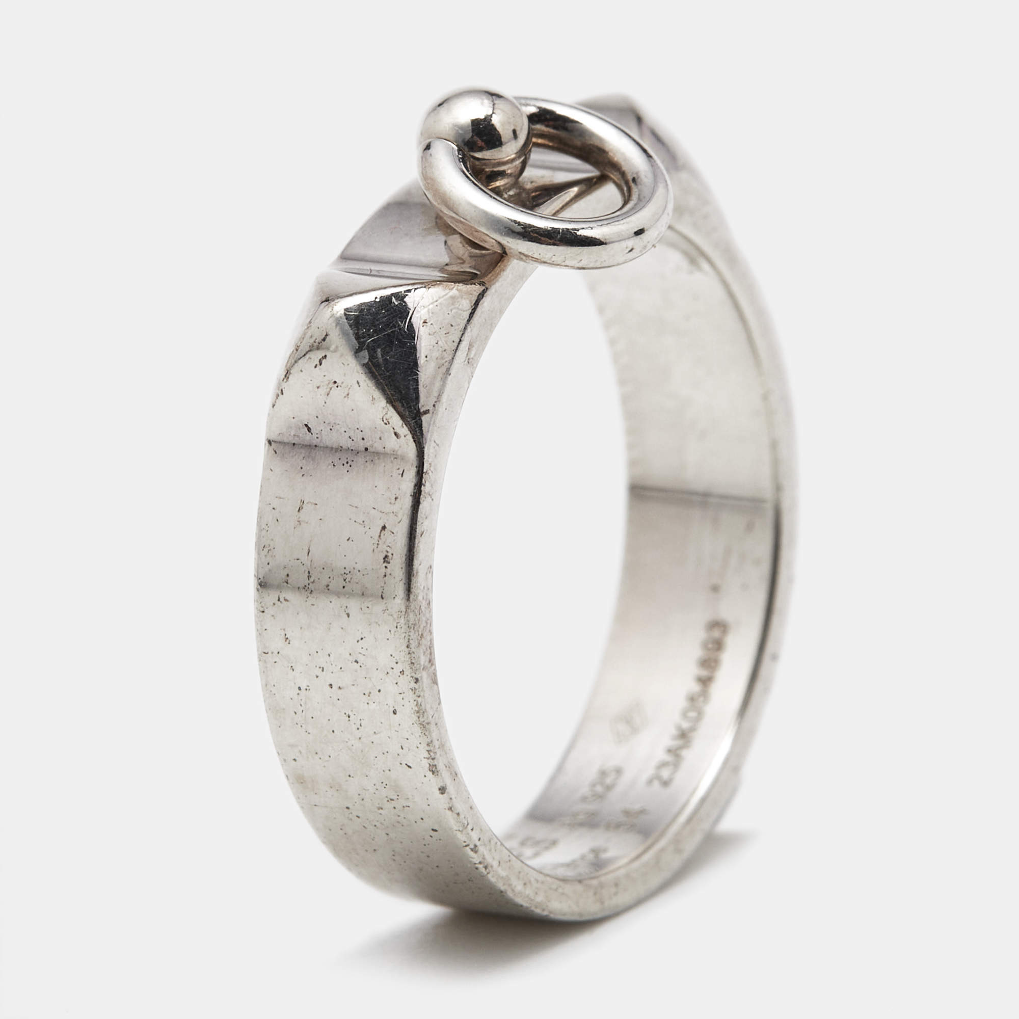 Pre Owned Hermès Collier De Chien Sterling Silver 925 Ring Size 54