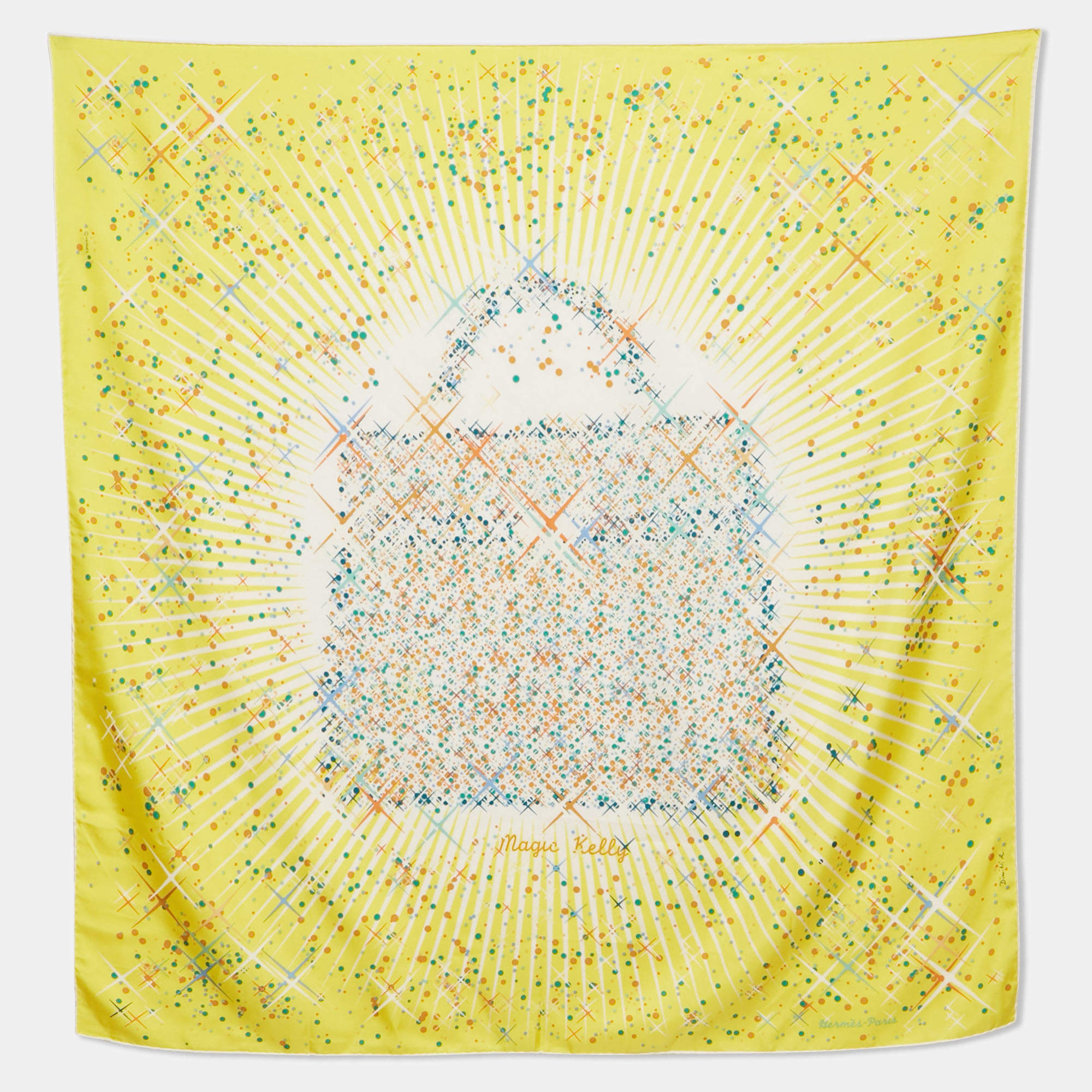Pre Owned Hermès Yellow Magic Kelly Silk Scarf