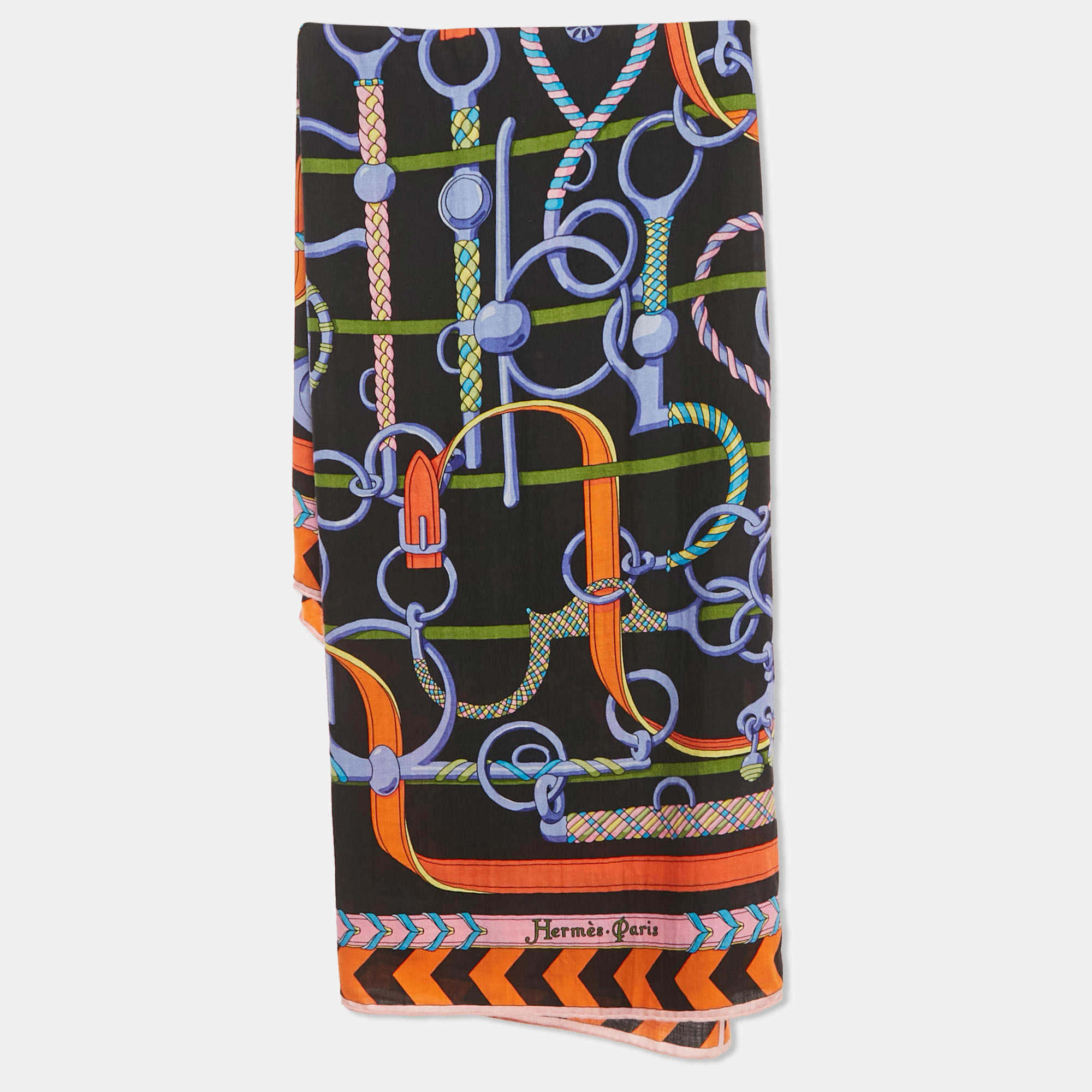 Pre Owned Hermès Multicolor Cashmere Silk Panoplie Equestre Scarf
