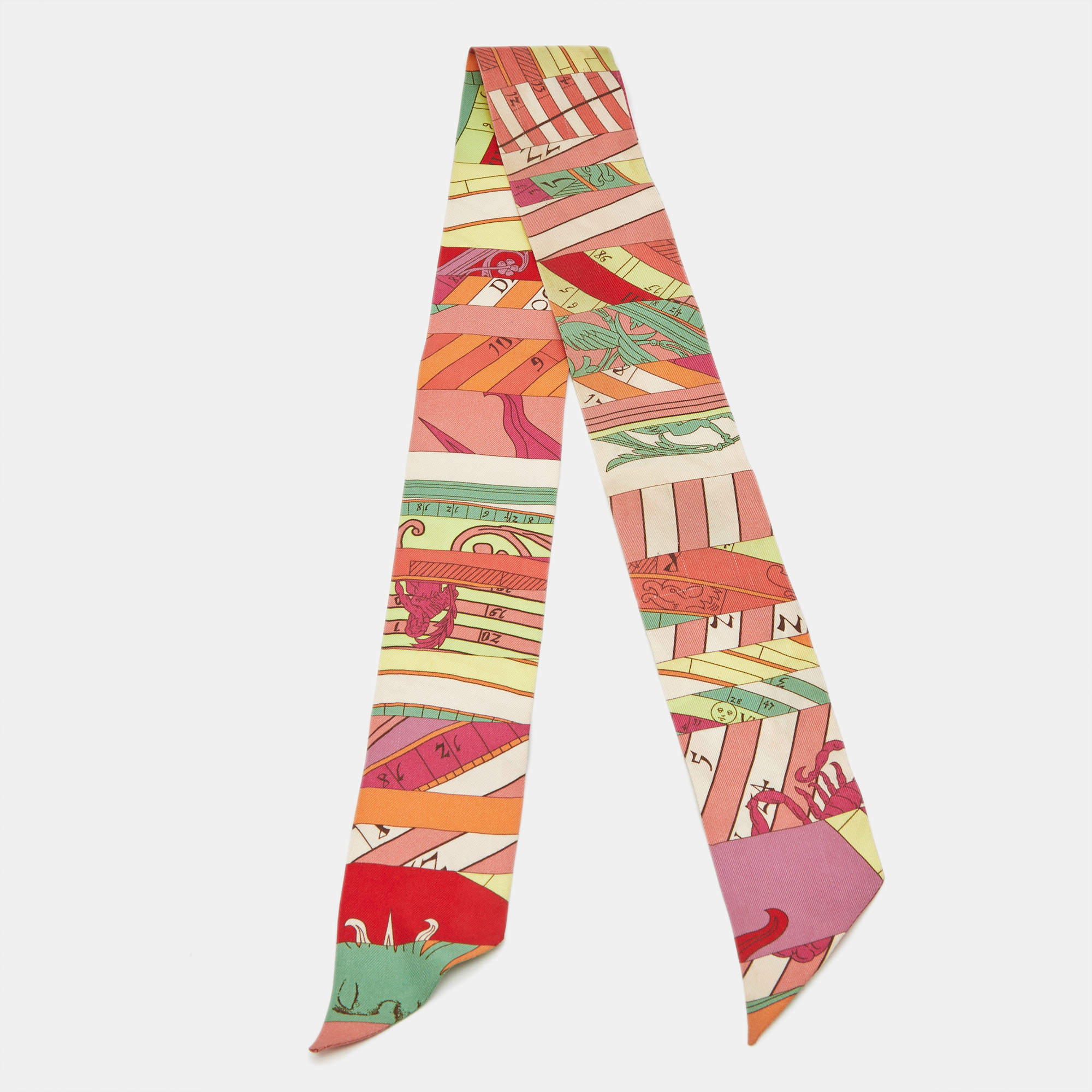 Pre Owned Hermès Orange Silk Astrologie Nouvelle Twilly