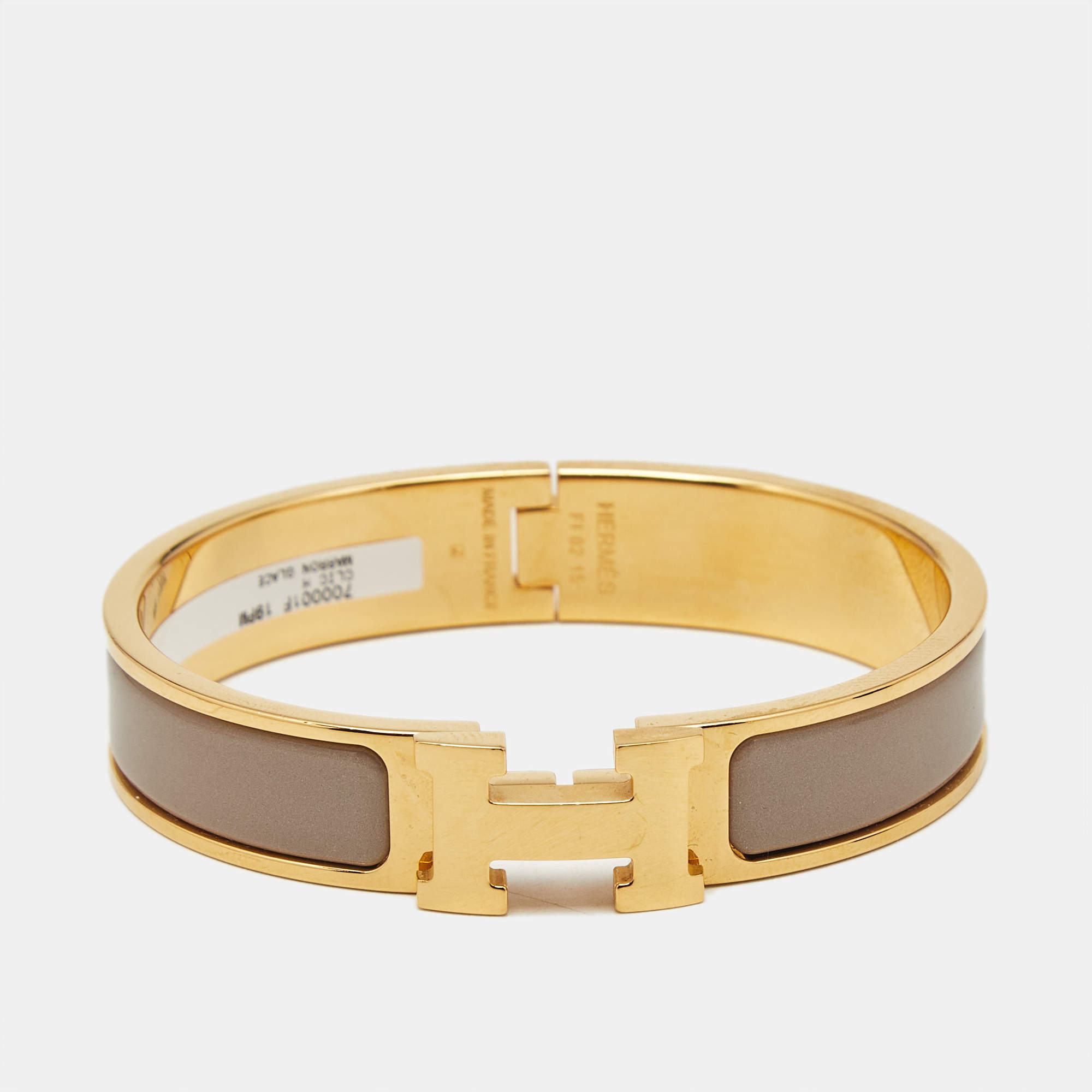 Pre Owned Hermès Clic H Enamel Gold Plated Bracelet