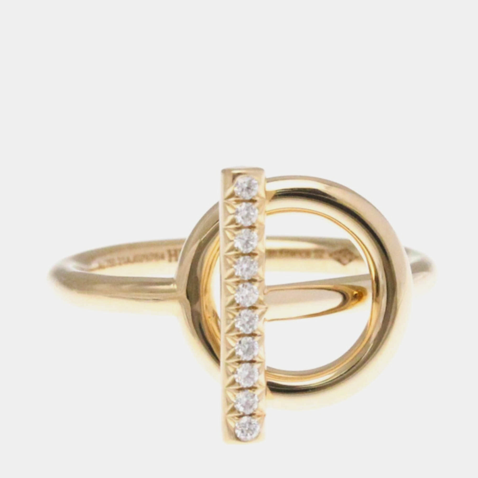 Pre Owned خاتم هيرميس إشابي ماسي ذهب وردي 18 قيراط خاتم موضة ماسات