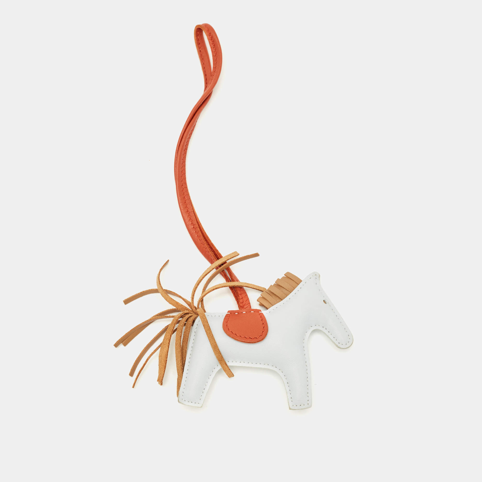 Pre Owned Hermès Bleu Brume/Chai/Cornaline Milo Leather GriGri Rodeo Bag Charm PM