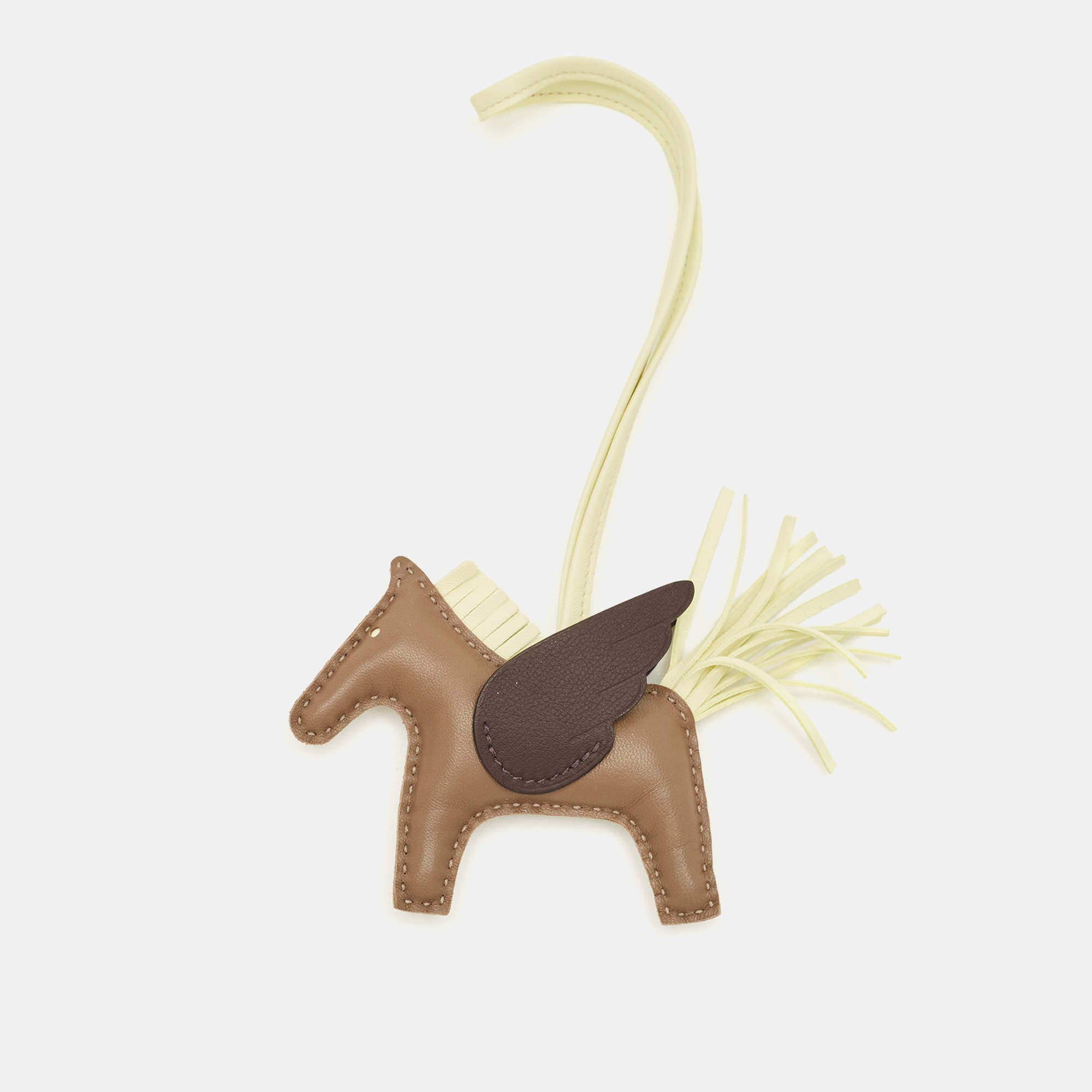 Pre Owned Hermès Etoupe/Jaune Milton/Rouge Sellier Milo Leather GriGri Rodeo Pegase Bag Charm PM