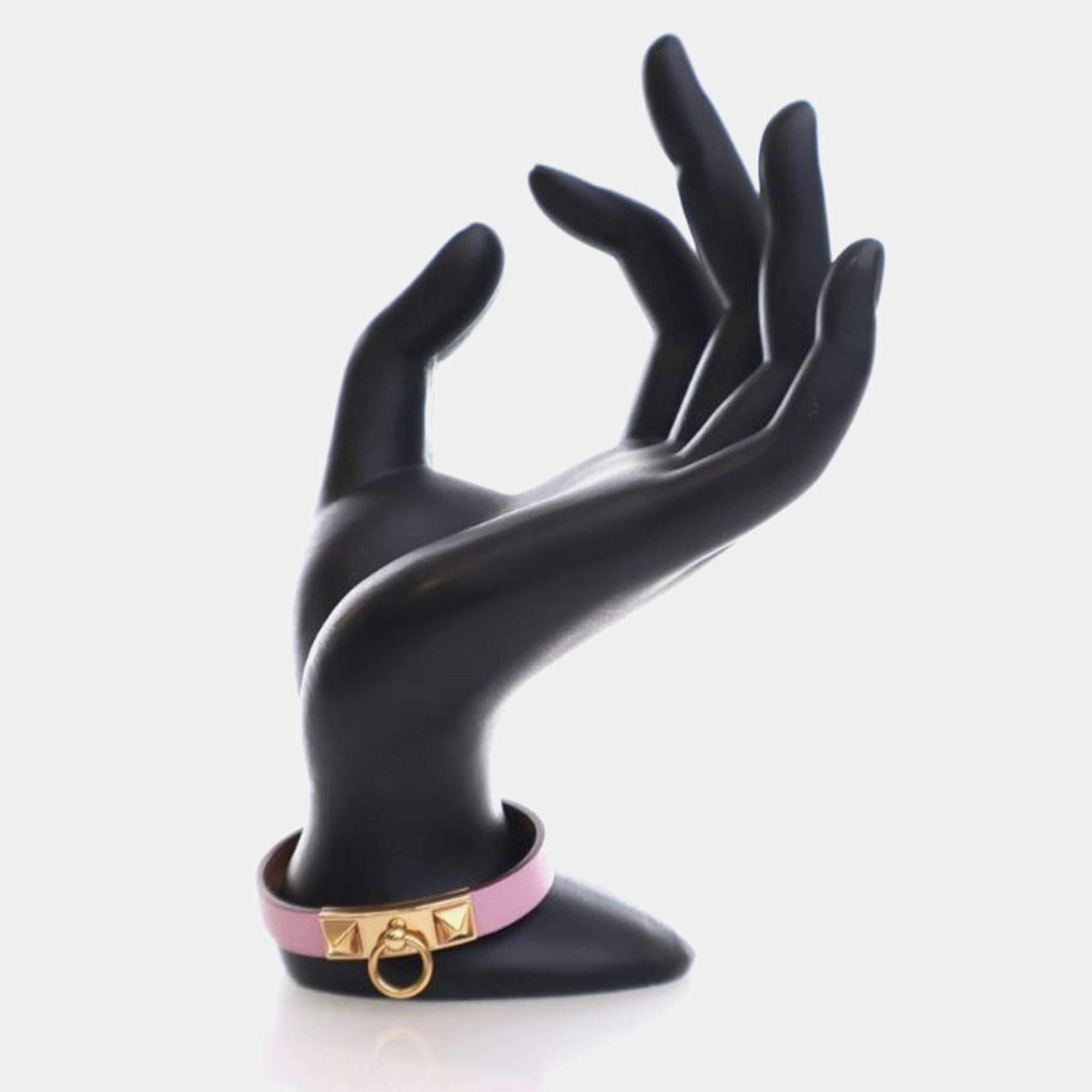 Pre Owned Hermes Mini Mauve Sylvestre Swift Rivale Bracelet