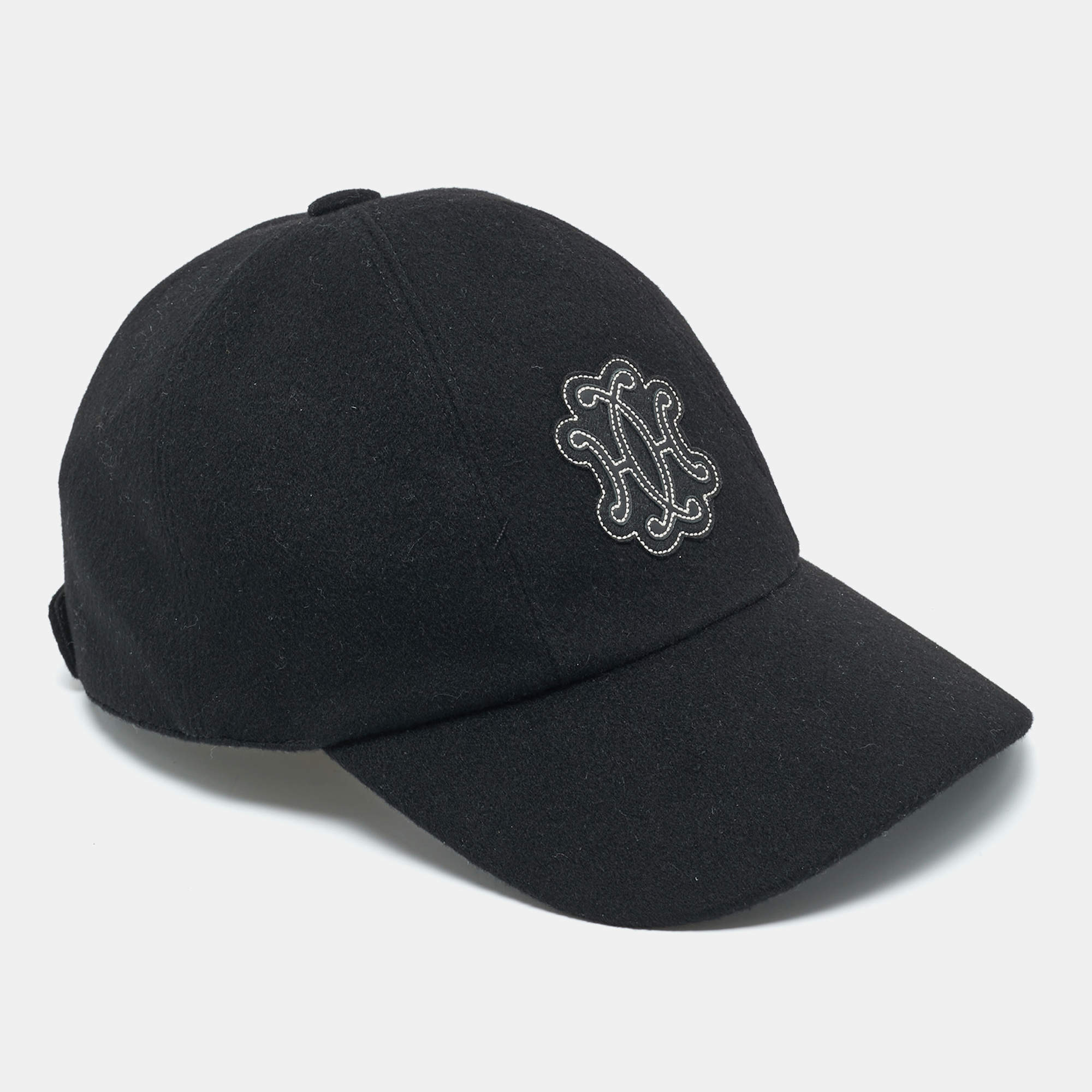 Pre Owned Hermes Black Cashmere Serena Lift Cap Size 58