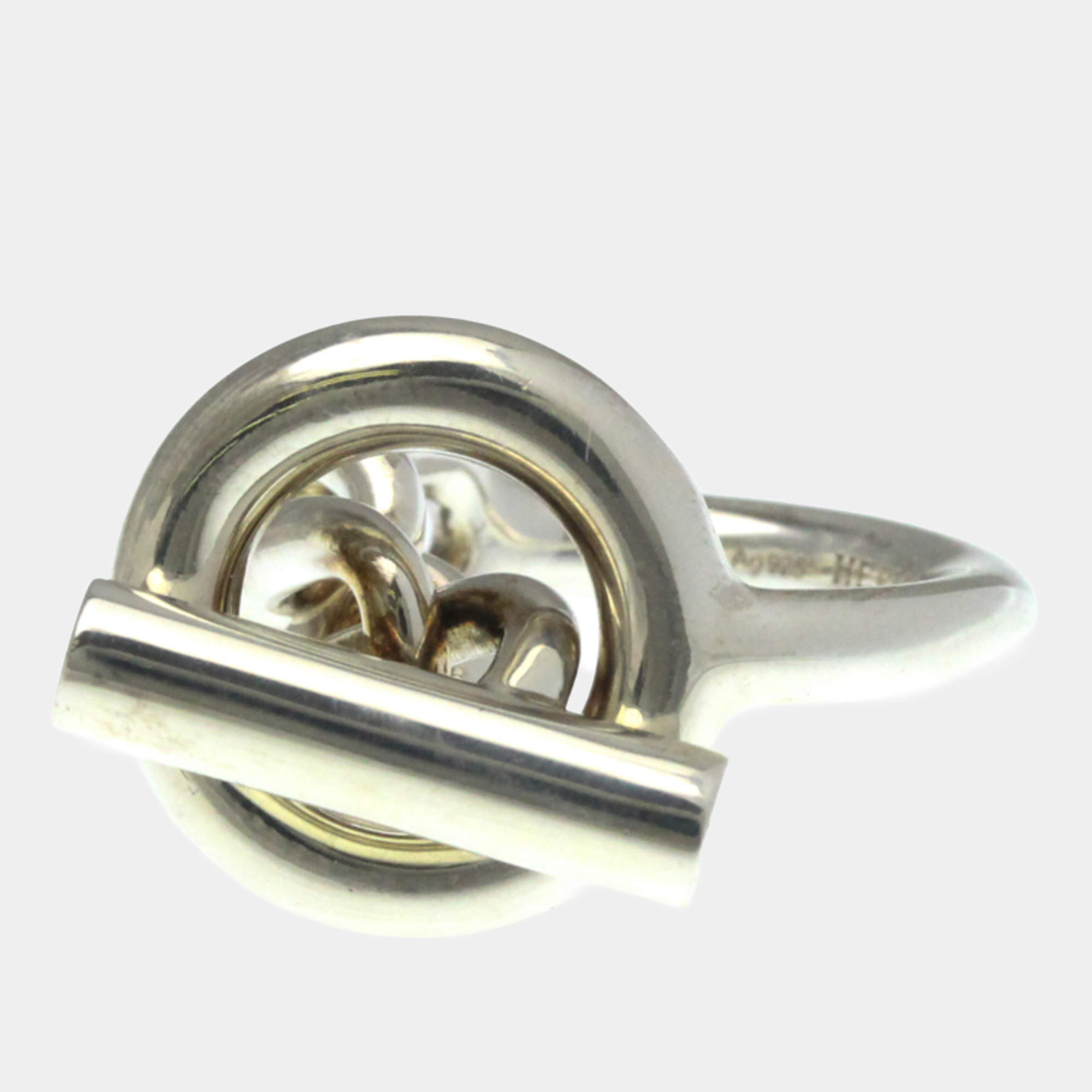 Pre Owned Hermes Croisette Silver 925 Fashion No Stone Band Ring 