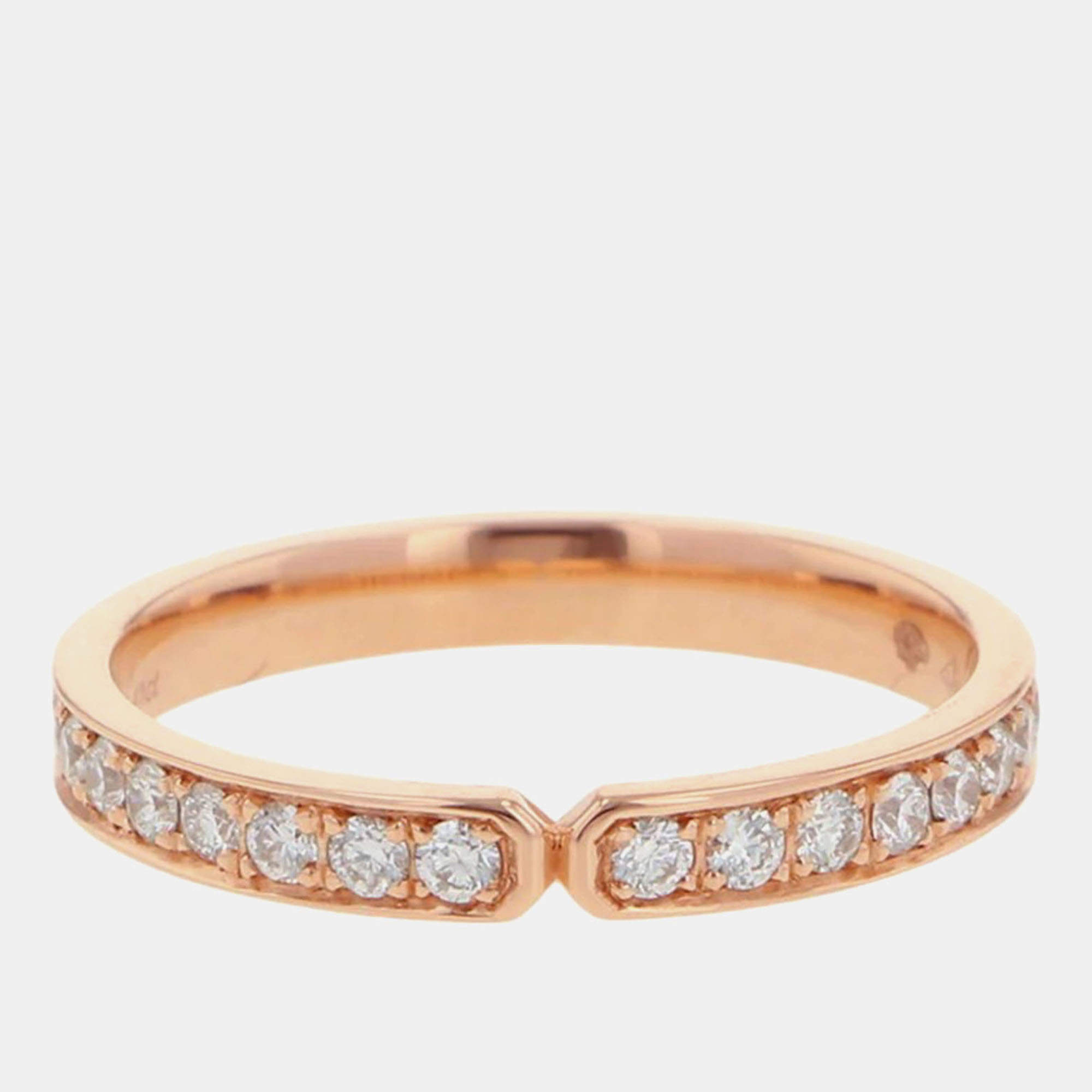 Pre Owned Hermes Ever Kelly Diamond 18K Pink Gold PM Wedding Ring EU 48