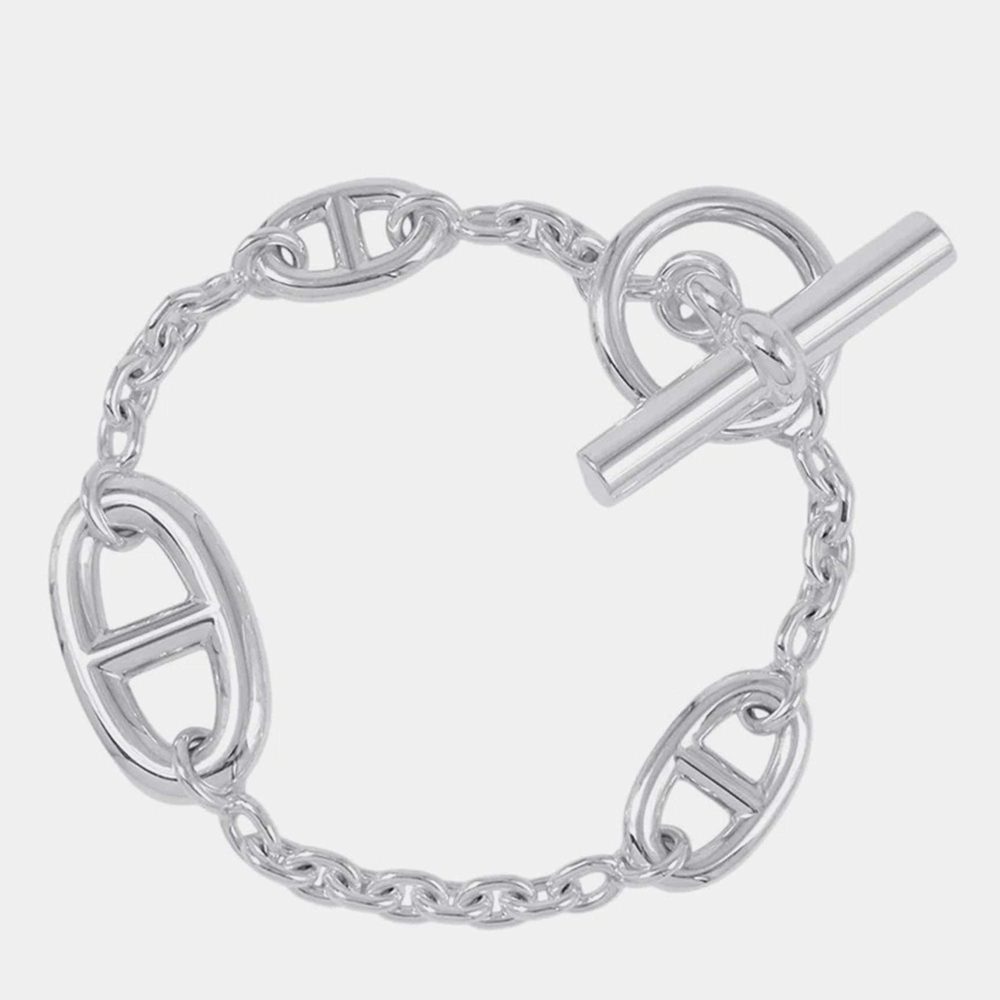 Pre Owned Hermes Chaine D'Ancre Farandole Silver 925 SH Bracelet 