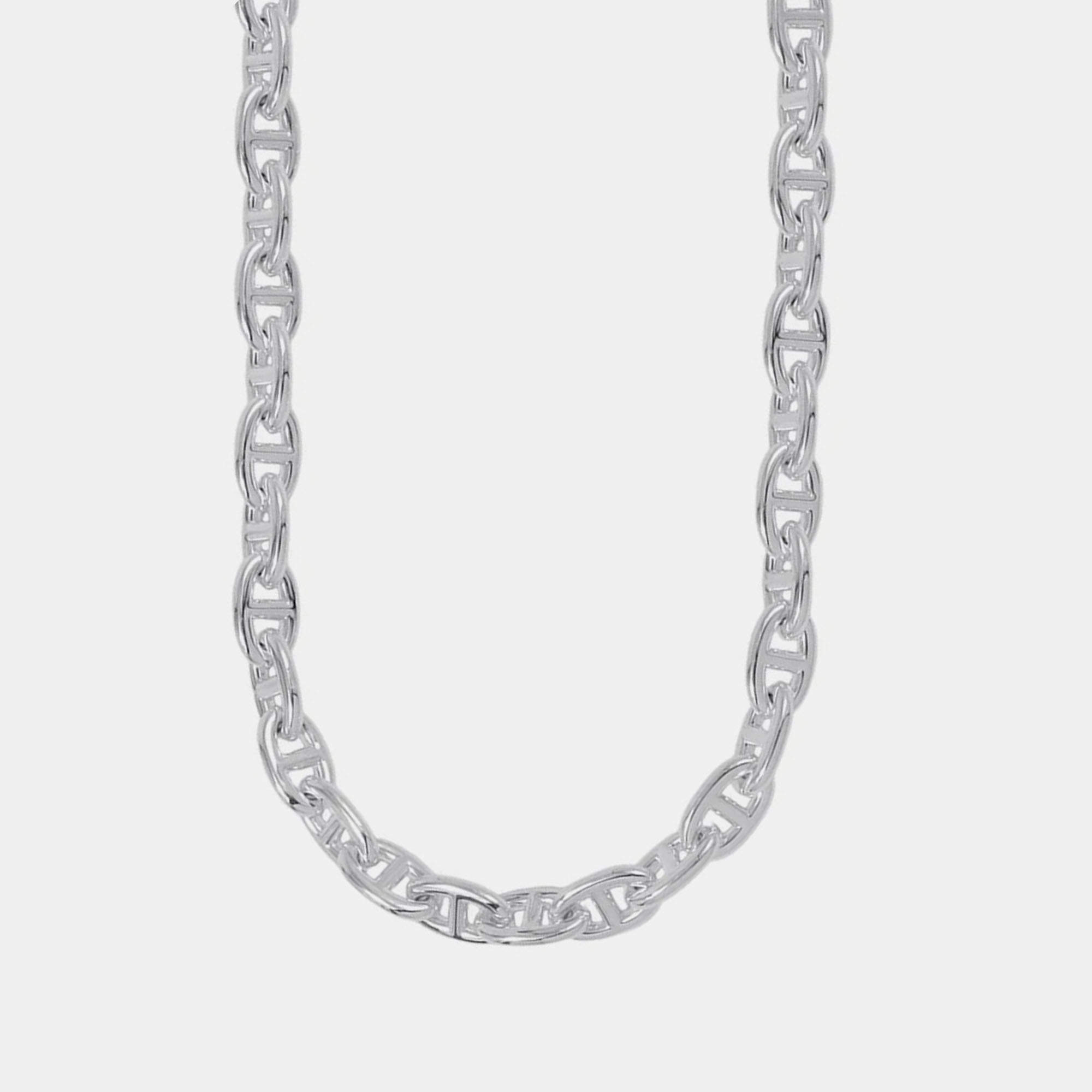 Pre Owned Hermes Chaine D'Ancre 36 Pieces MM Silver 925 Necklace