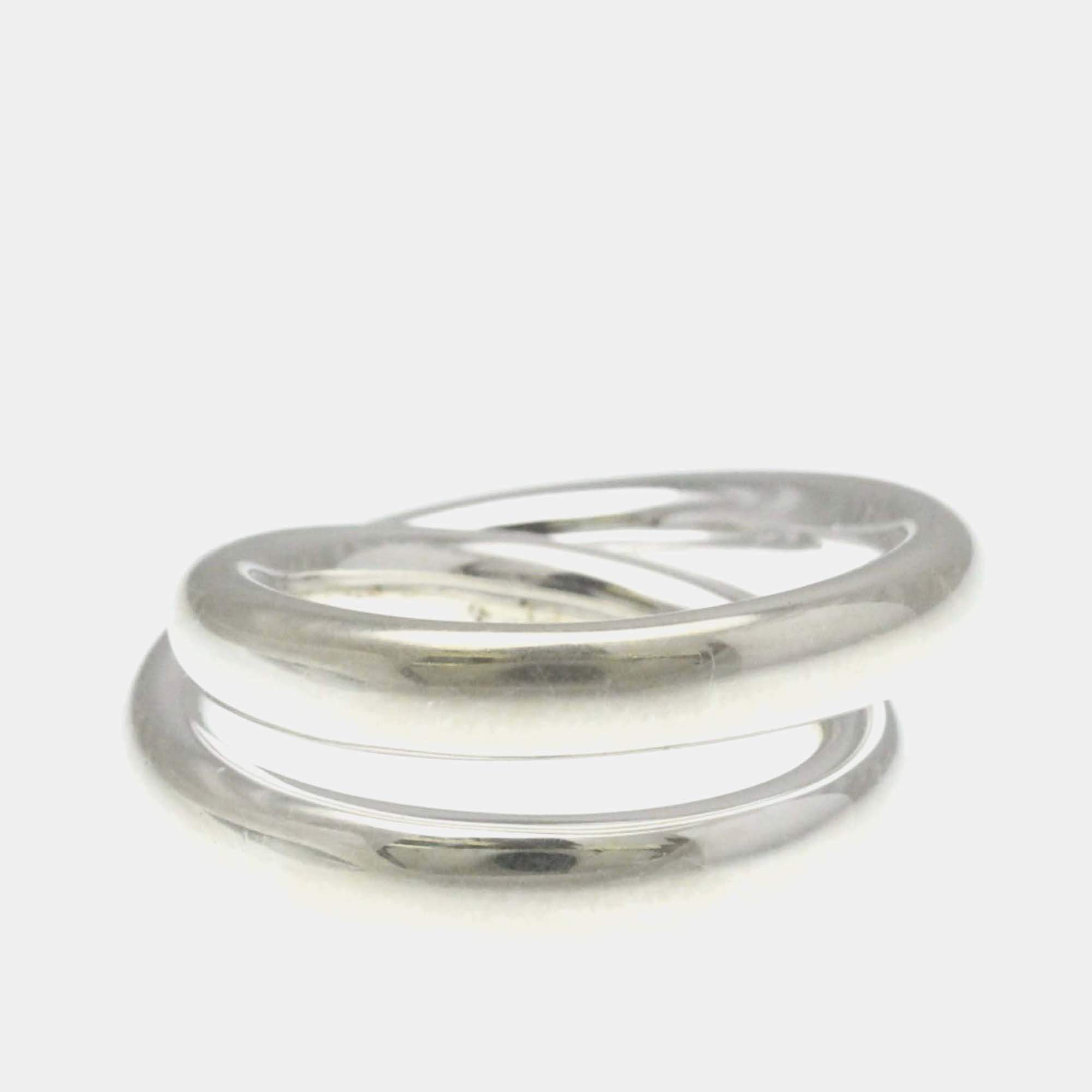Pre Owned Hermes Vertige Ring Silver 925 Fashion Band Ring EU 54