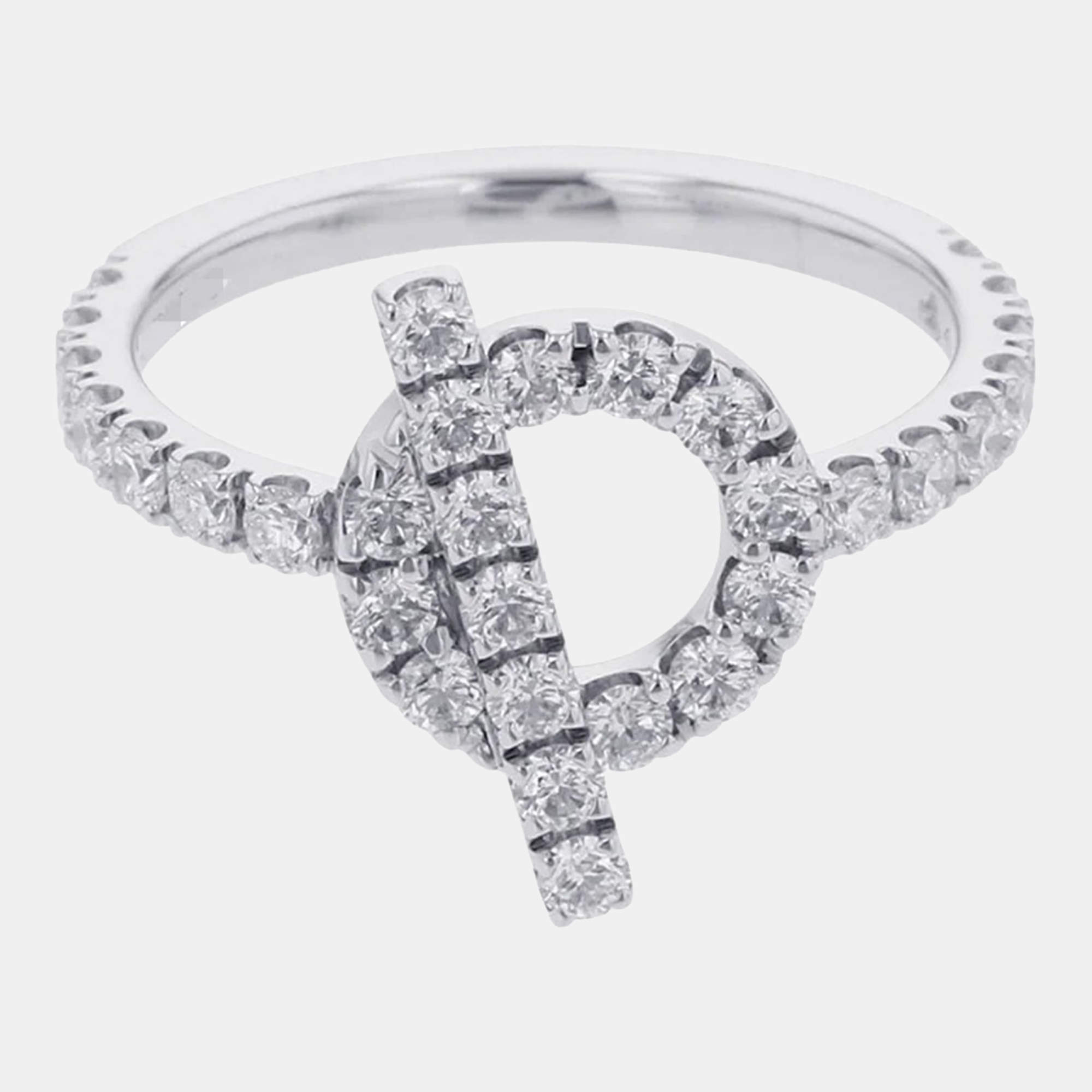 Pre Owned Hermes Finesse Ring 18K White Gold EU 53/#13H219610B 00053