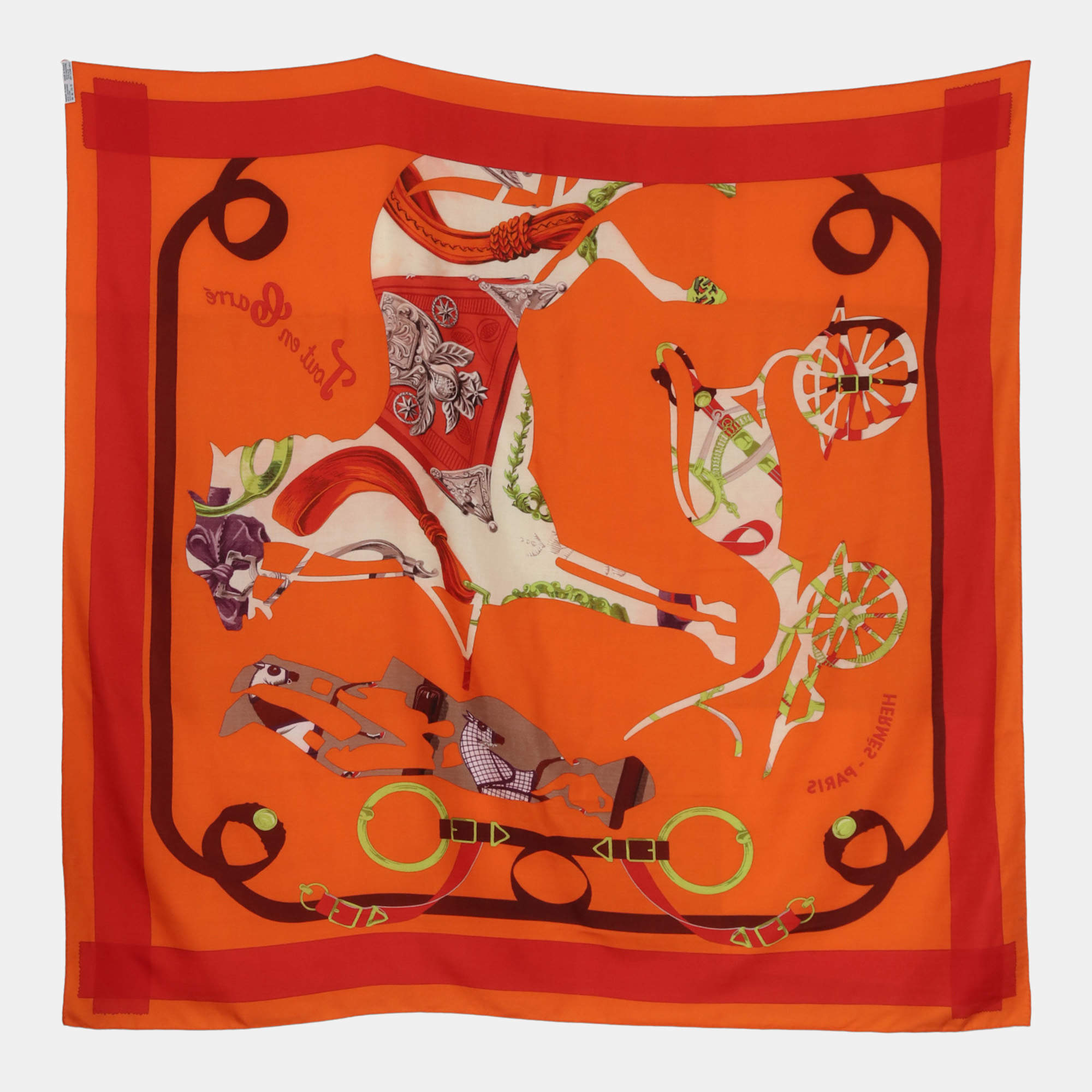 Pre Owned Hermes "Tout en Carre" Printed Scarf