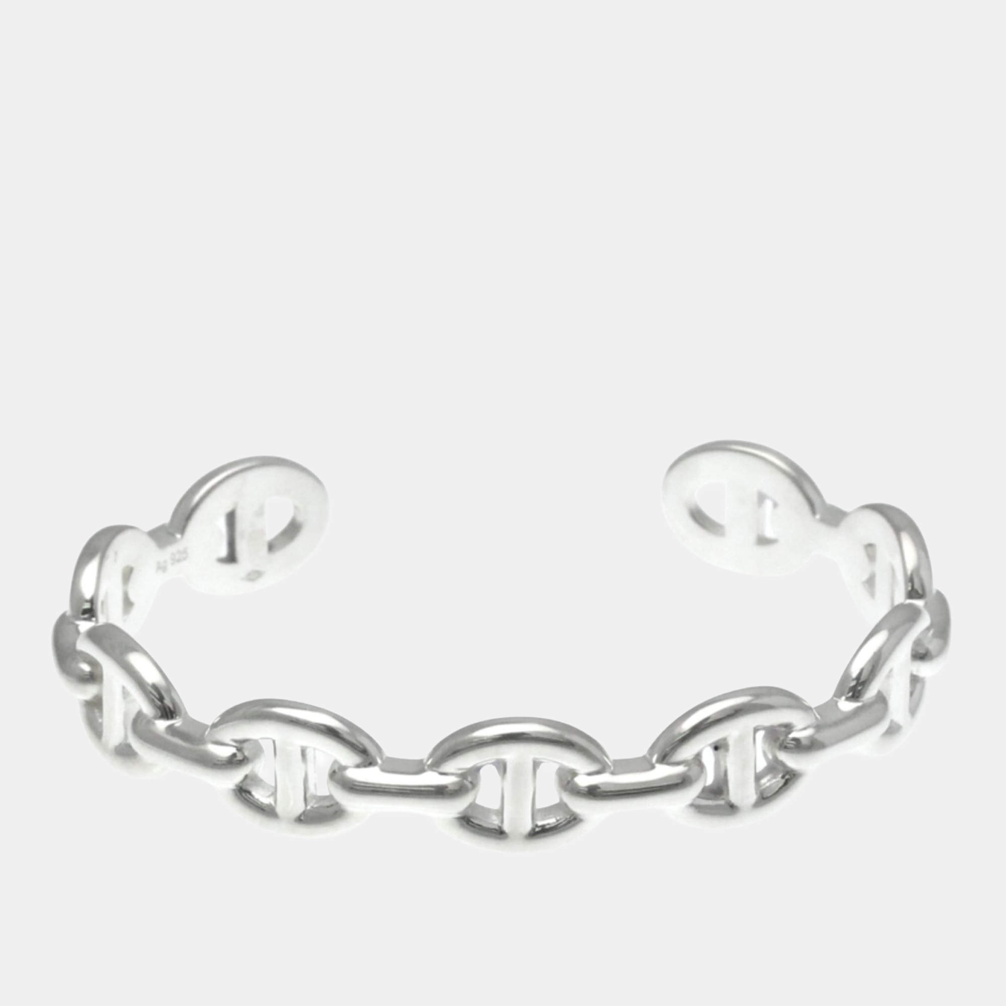 Pre Owned Hermes Chaine D'Ancre Bangle Silver 925 No Stone Bangle Silver