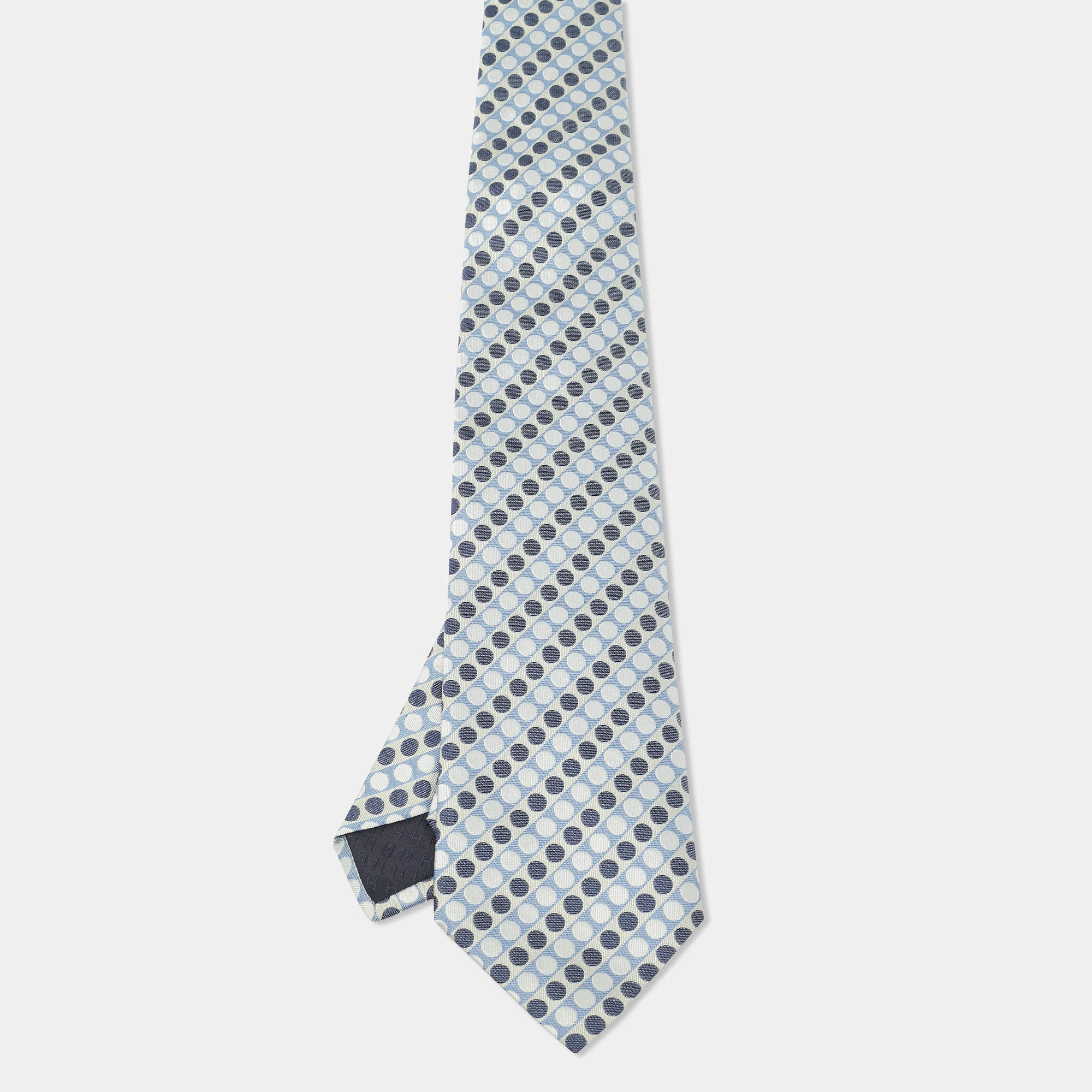 Pre Owned Hermès Blue Jacquard Silk Traditional Tie 