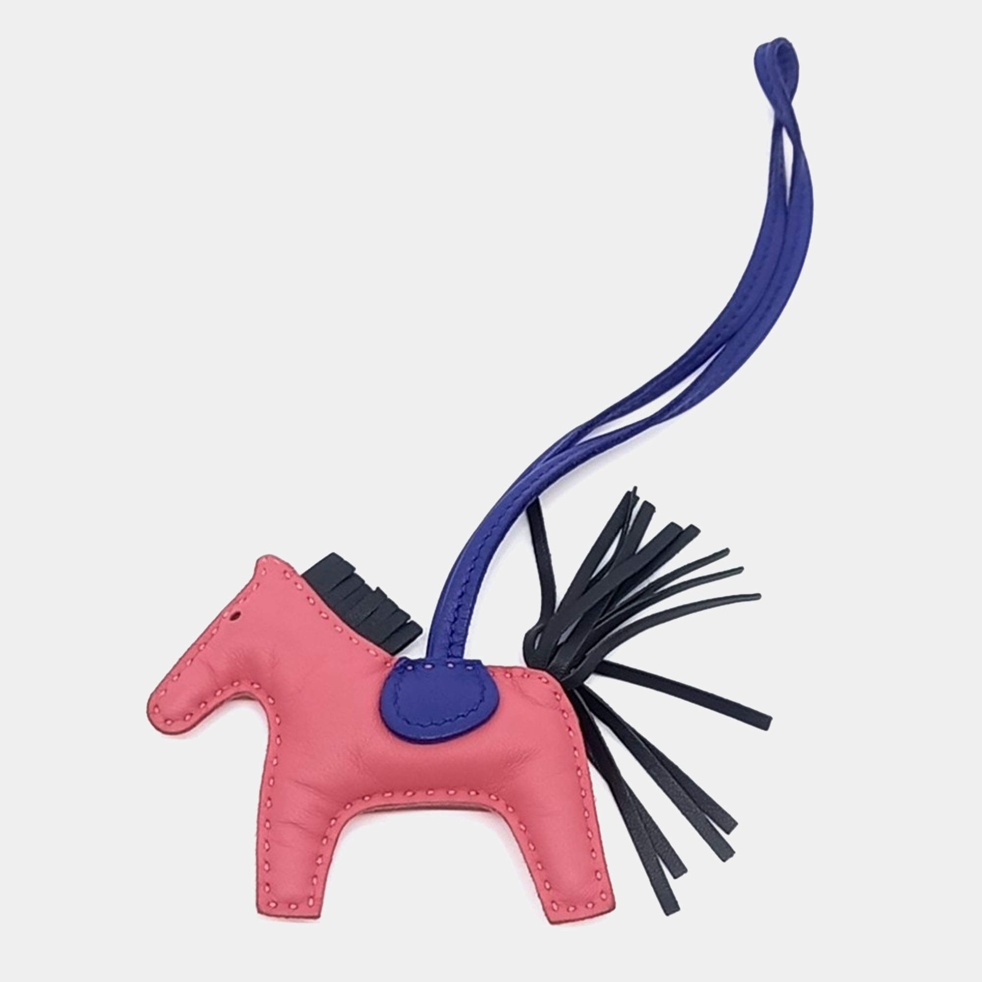 Pre Owned Hermes Pink Leather Rodeo Bag Charm Small