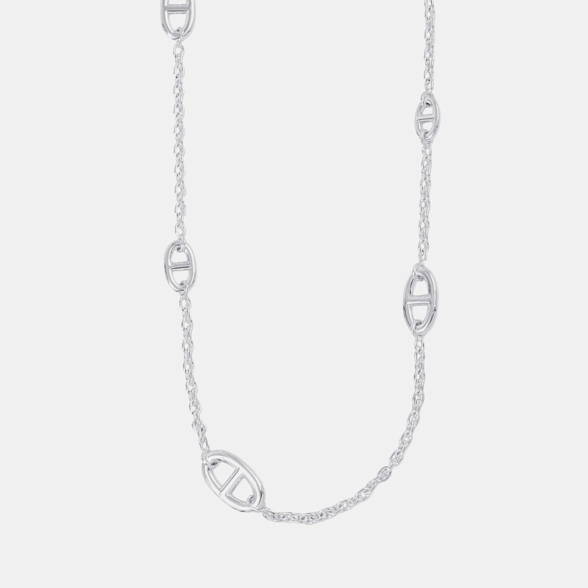 Pre Owned Hermes Farandole Silver 925 Necklace 31.5"