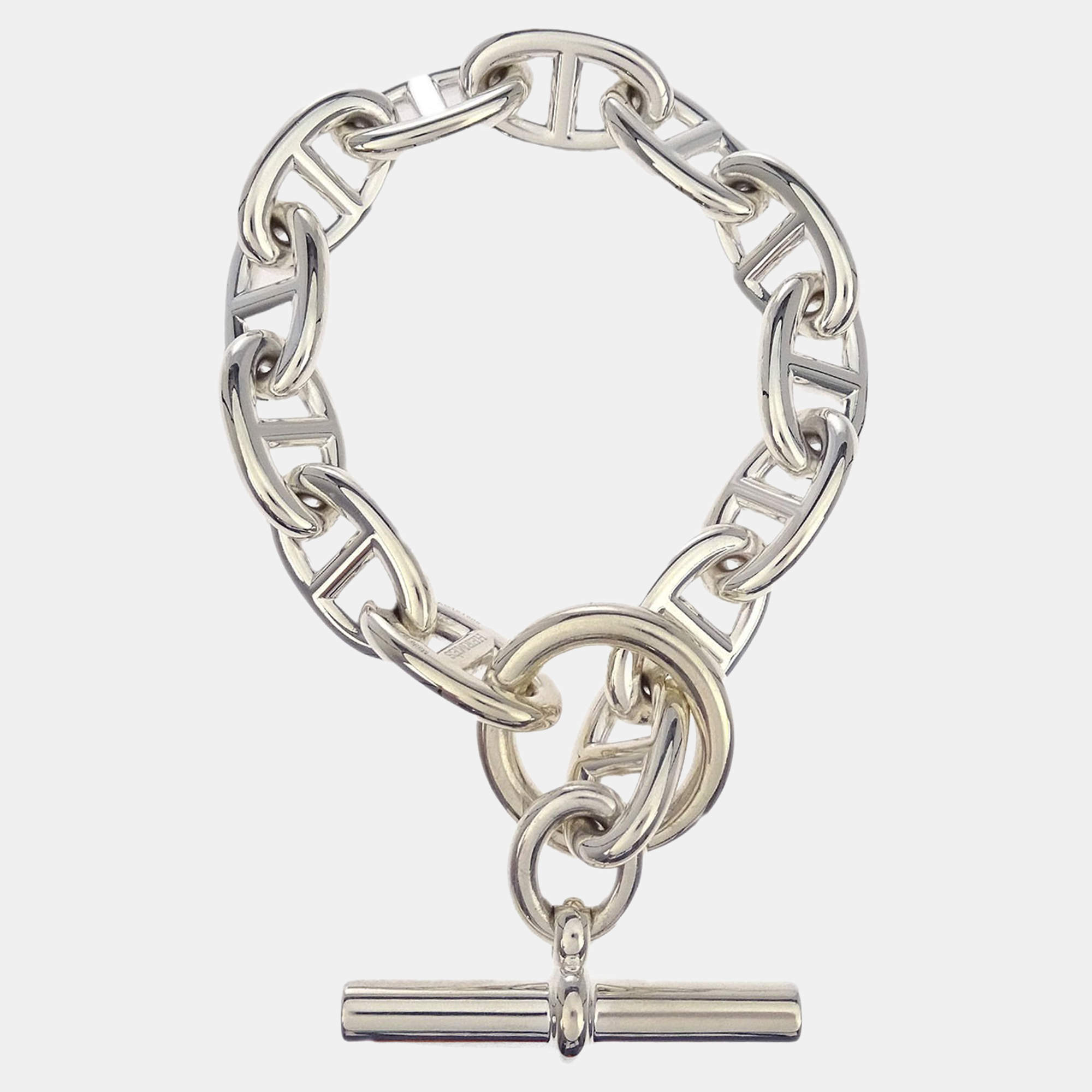 Pre Owned Hermes Chaine d'Ancre TGM Bracelet Ag925 Silver