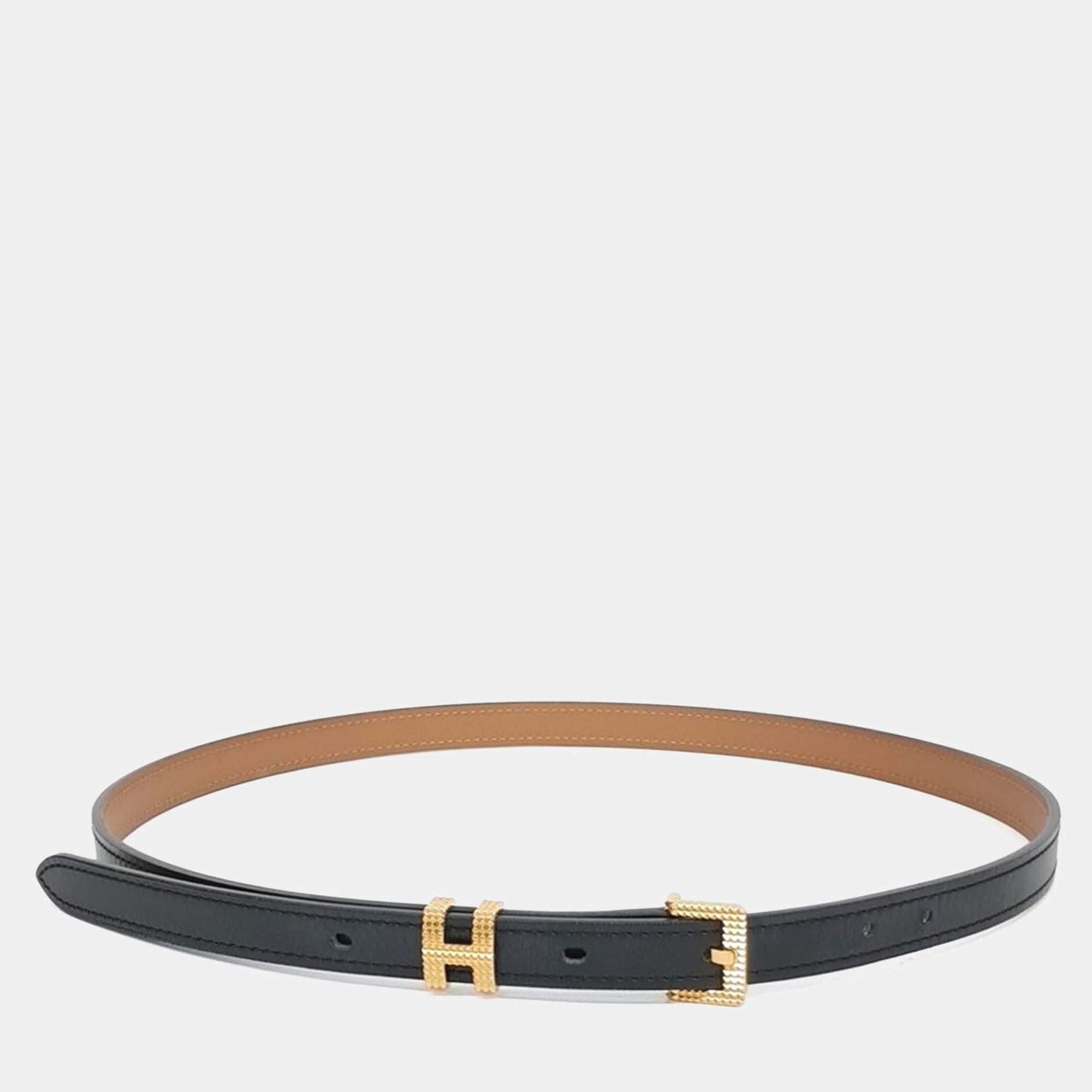 Pre Owned Hermes Black Leather Pop H Belt B