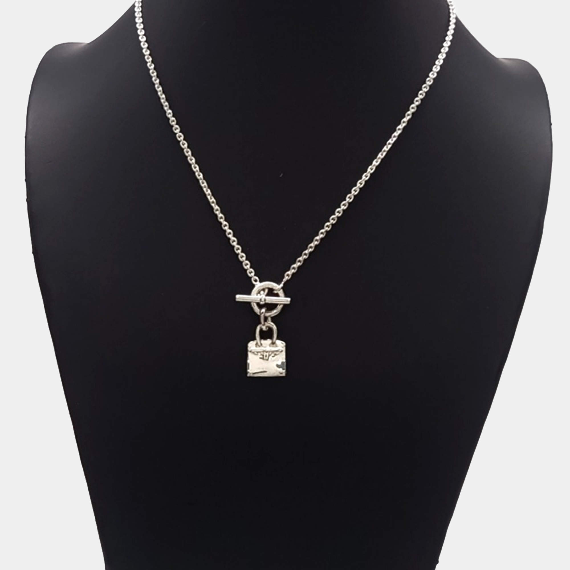 Pre Owned Hermes Silver Birkin Necklace