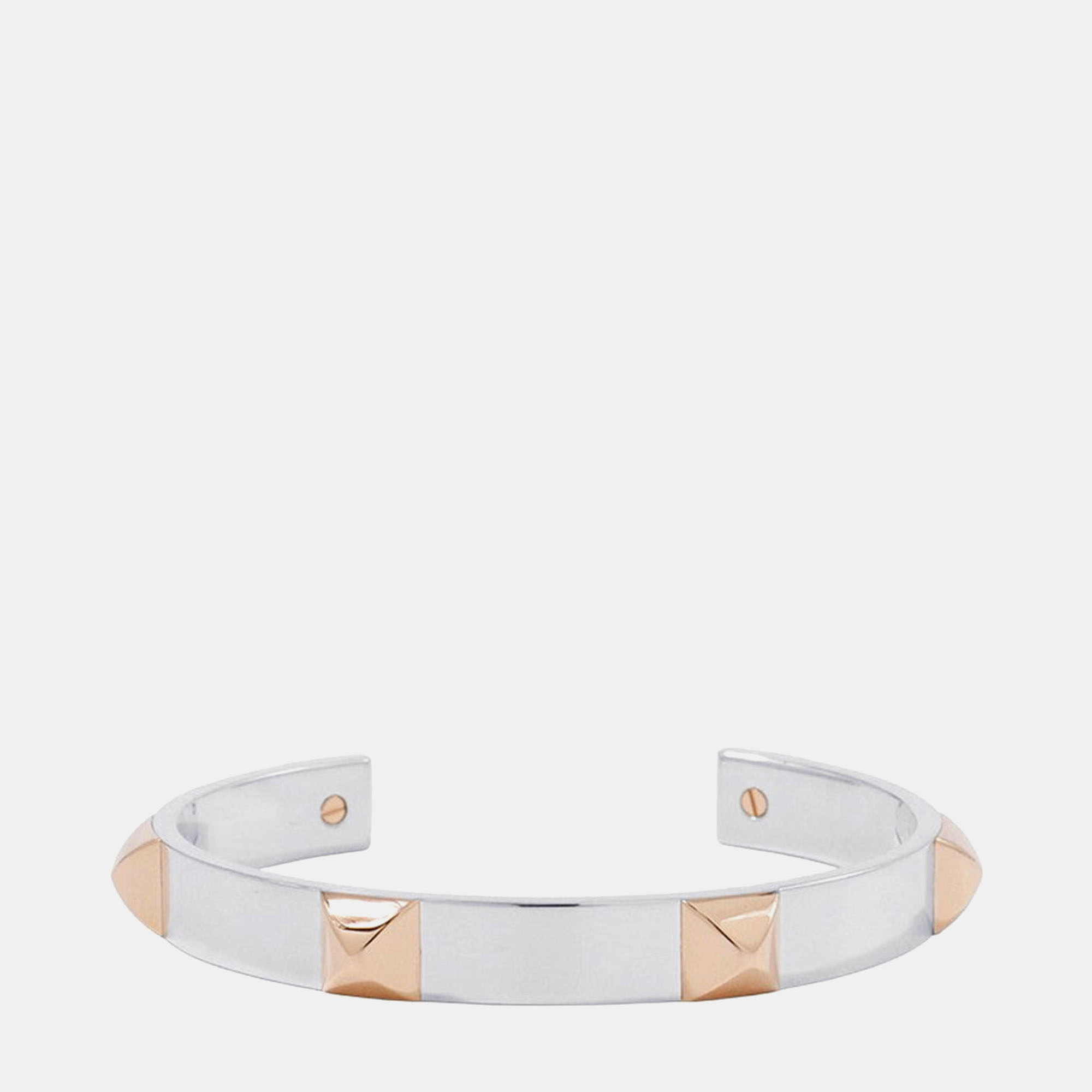 Pre Owned Hermes Mini Crew Bangle Size ST 18k Rose Gold Silver 925