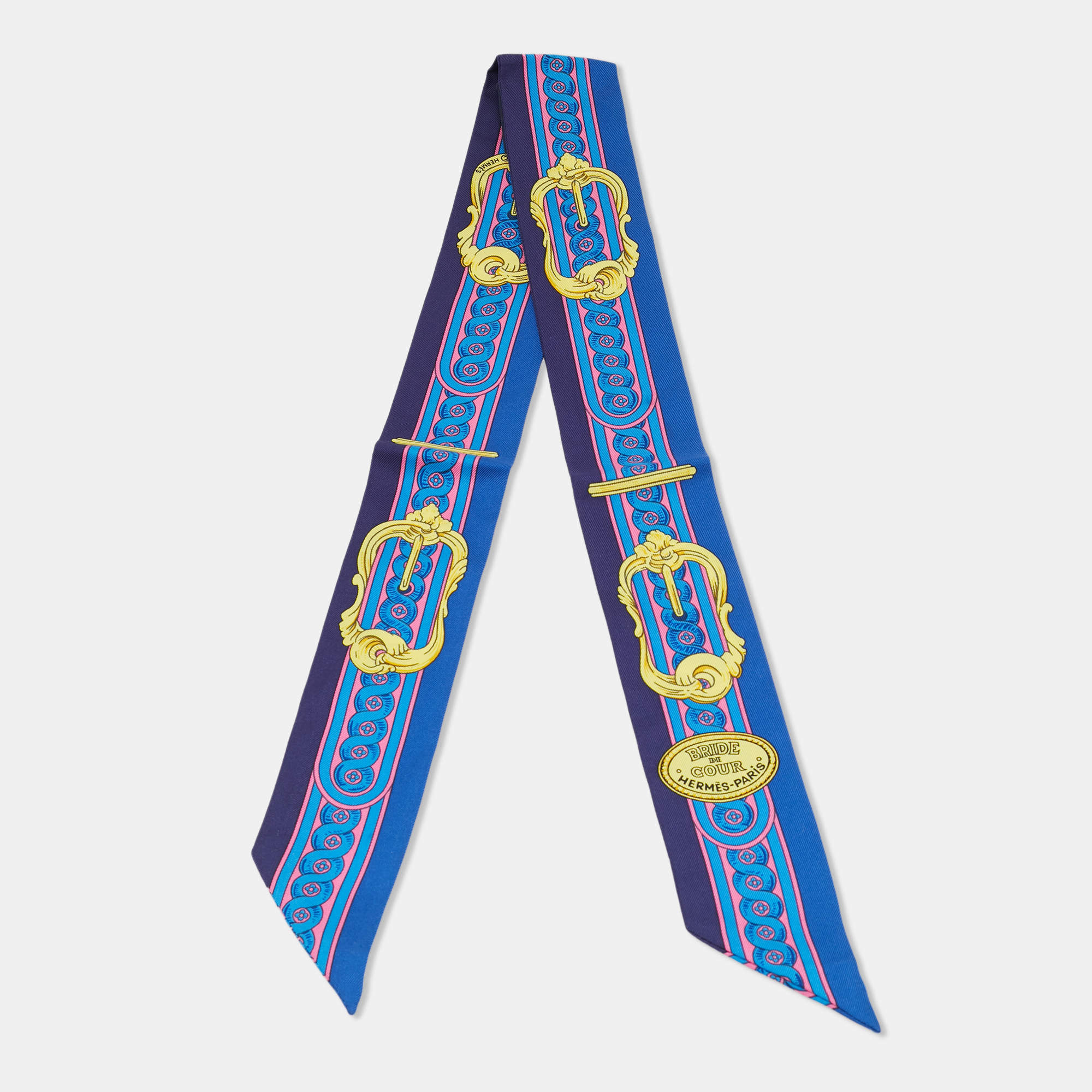 Pre Owned وشاح هيرمس حرير تويلي طباعة كليك سيه نوه برتقالي/وردي