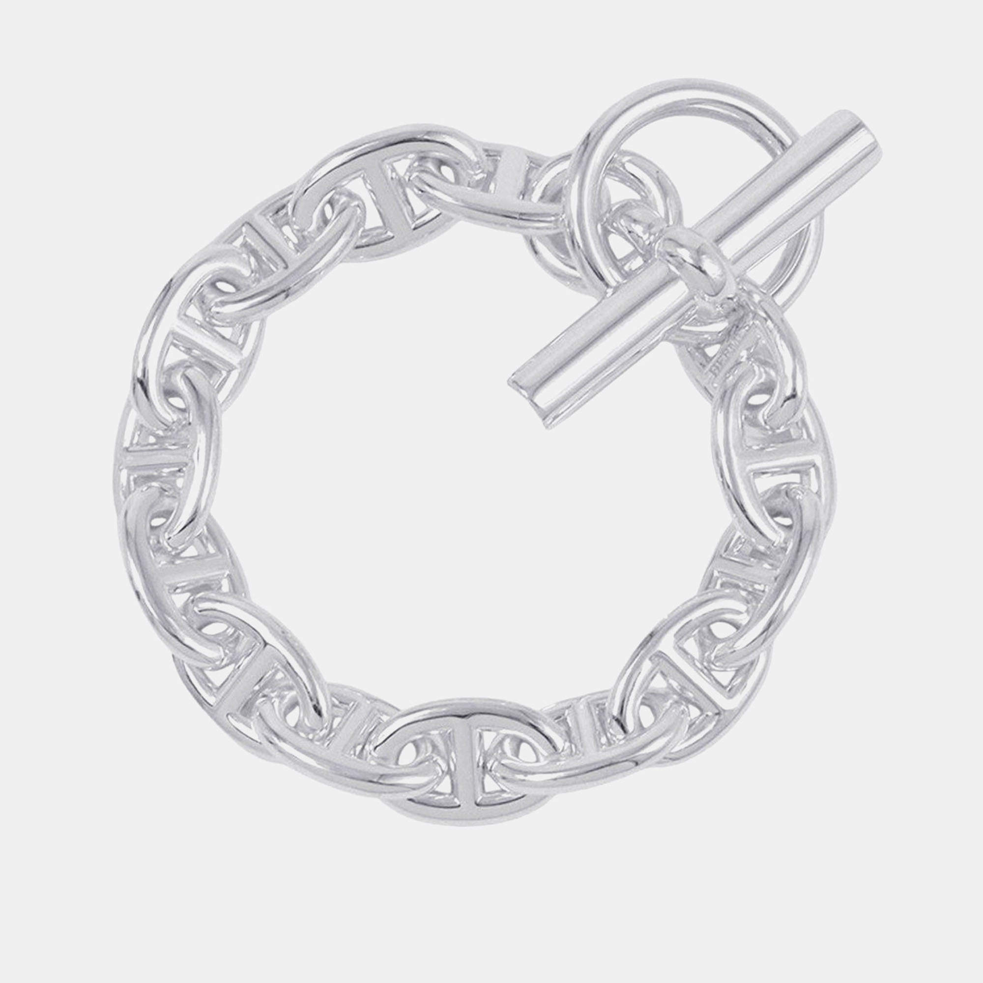 مملوكة مسبقًا سوار هيرميس شاين دانكر 14 إطار مقاس صغير فضي 925