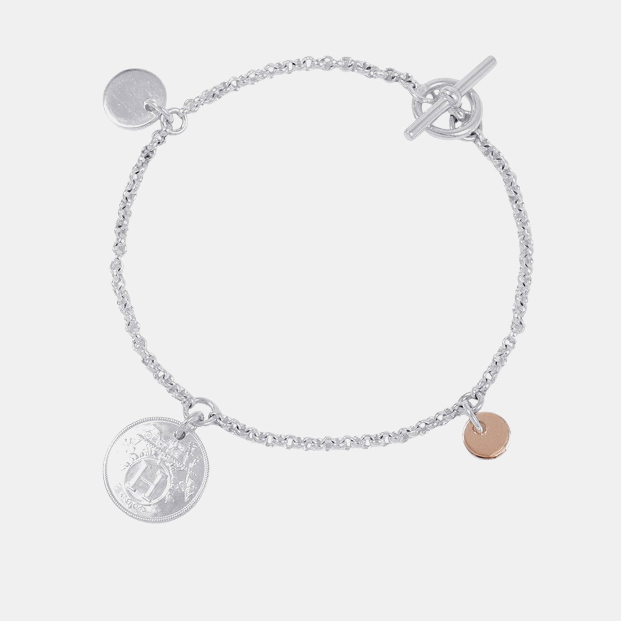 Pre Owned أسورة هيرمس إكس ليبريس مقاس صغير/00 فضة 925 ذهب وردي K18