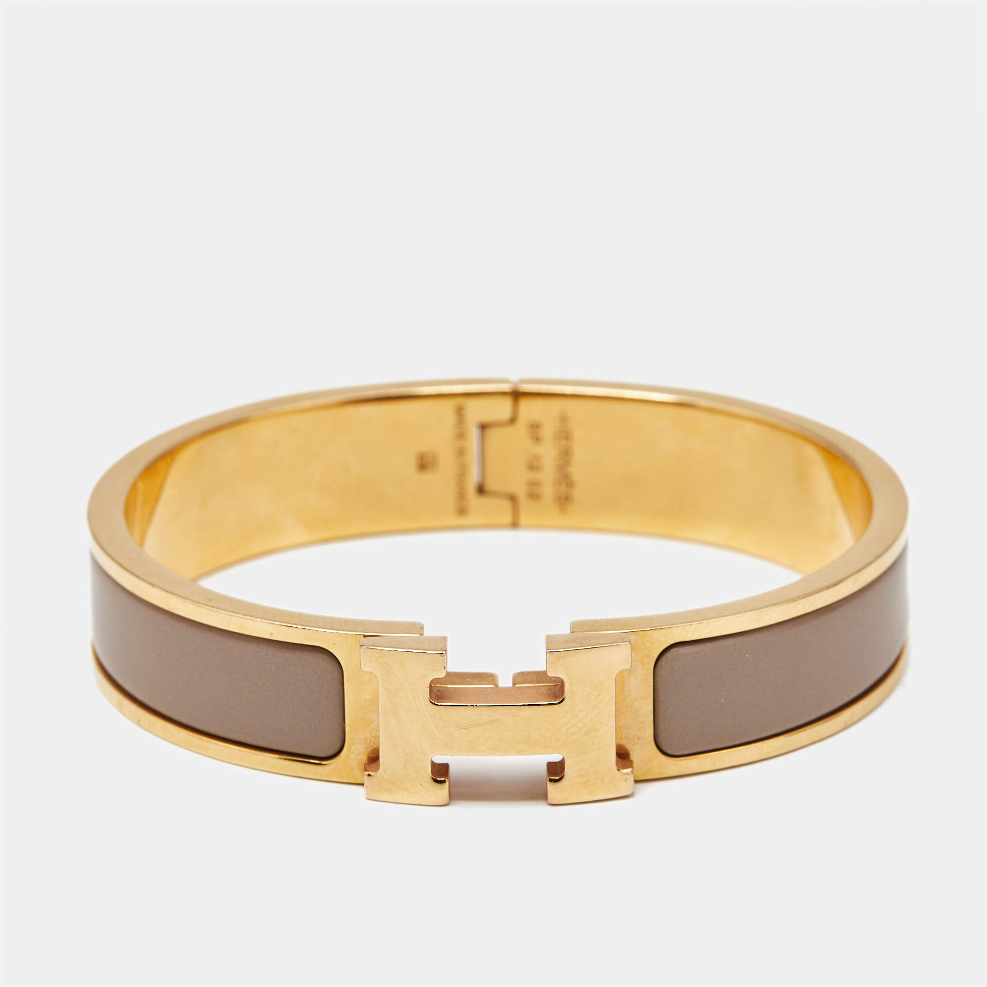 Pre Owned Hermes Clic H Enamel Gold Plated Bracelet