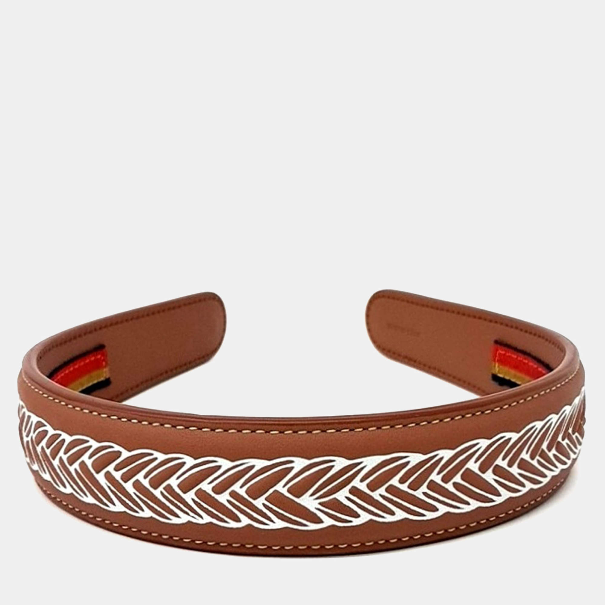 مملوكة مسبقًا Hermes Brown Leather Hairband