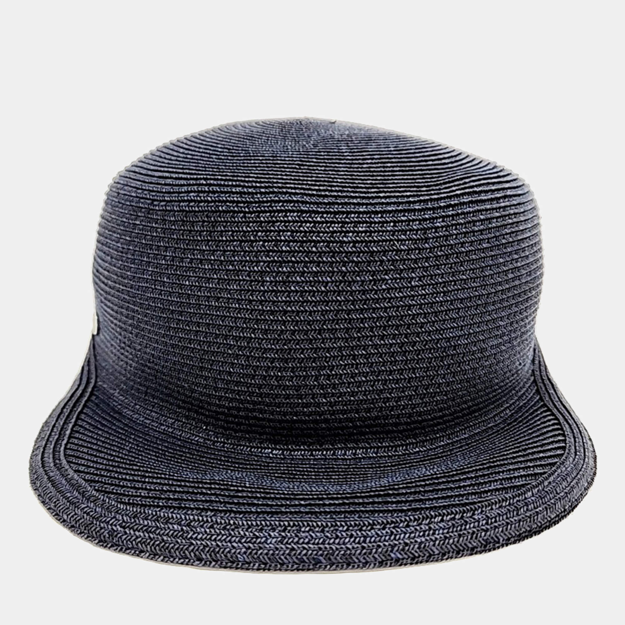 Pre Owned Hermes Navy Blue Paper Polyester Hat