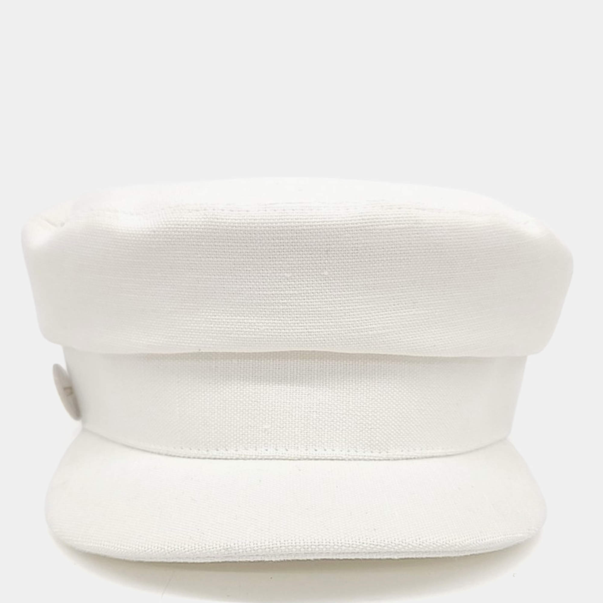 Pre Owned Hermes White Fabric Hunting Cap