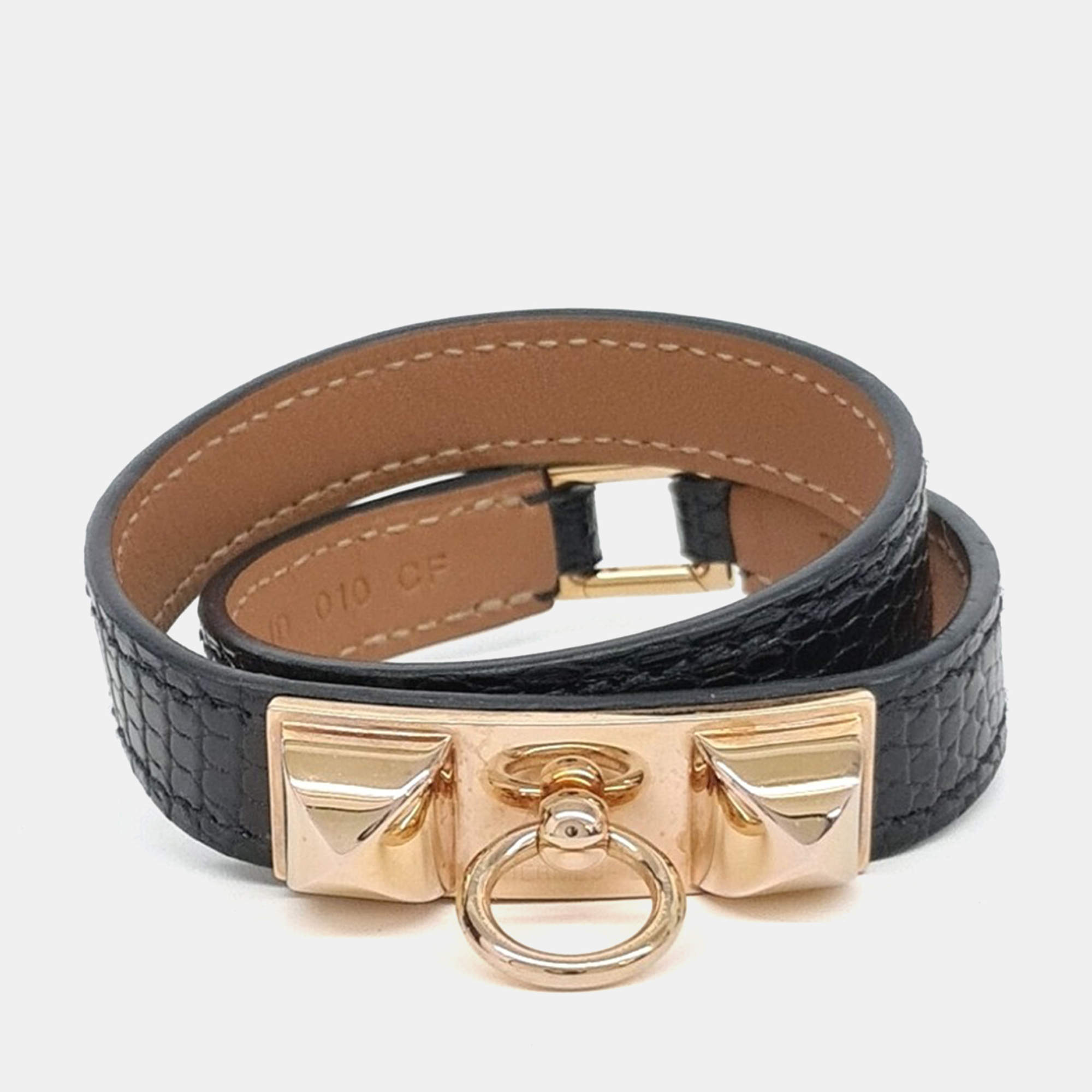 مملوكة مسبقًا Hermes Lizard Double Reval Bracelet