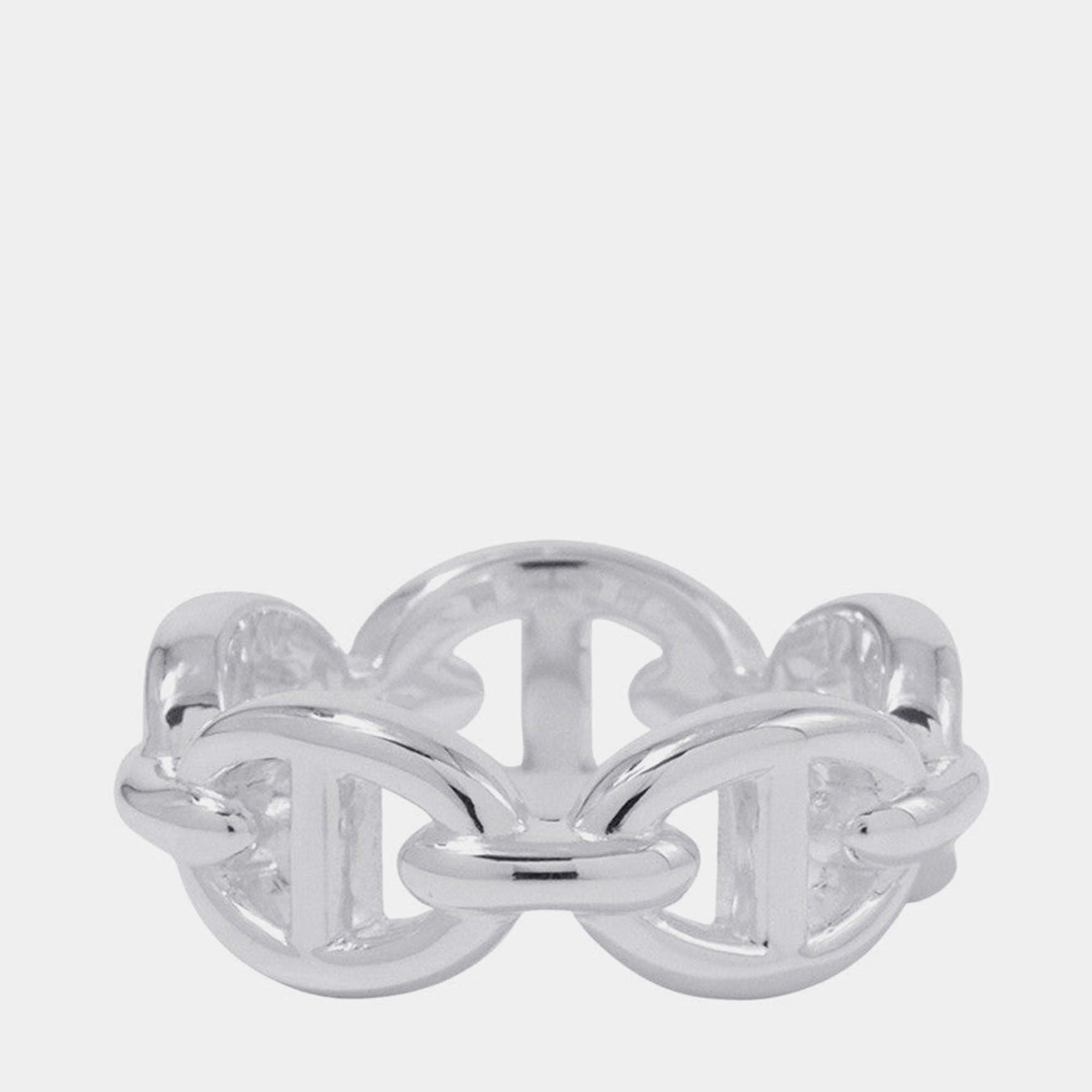 Pre Owned Hermes Chaine D'Ancre Anchene Ring Size Pm/49/#9 Sv925