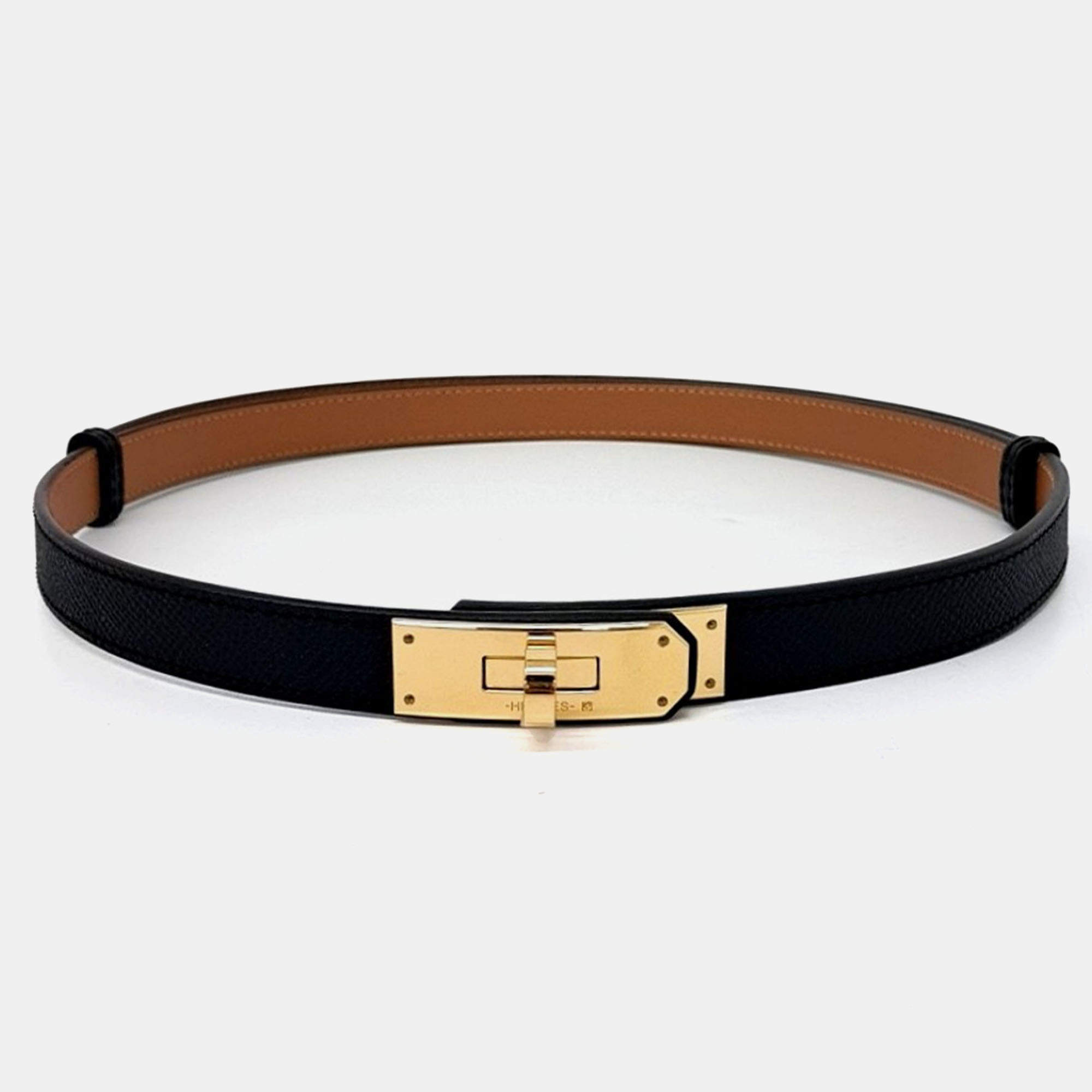 مملوكة مسبقًا Hermes Black Leather Kelly Belt