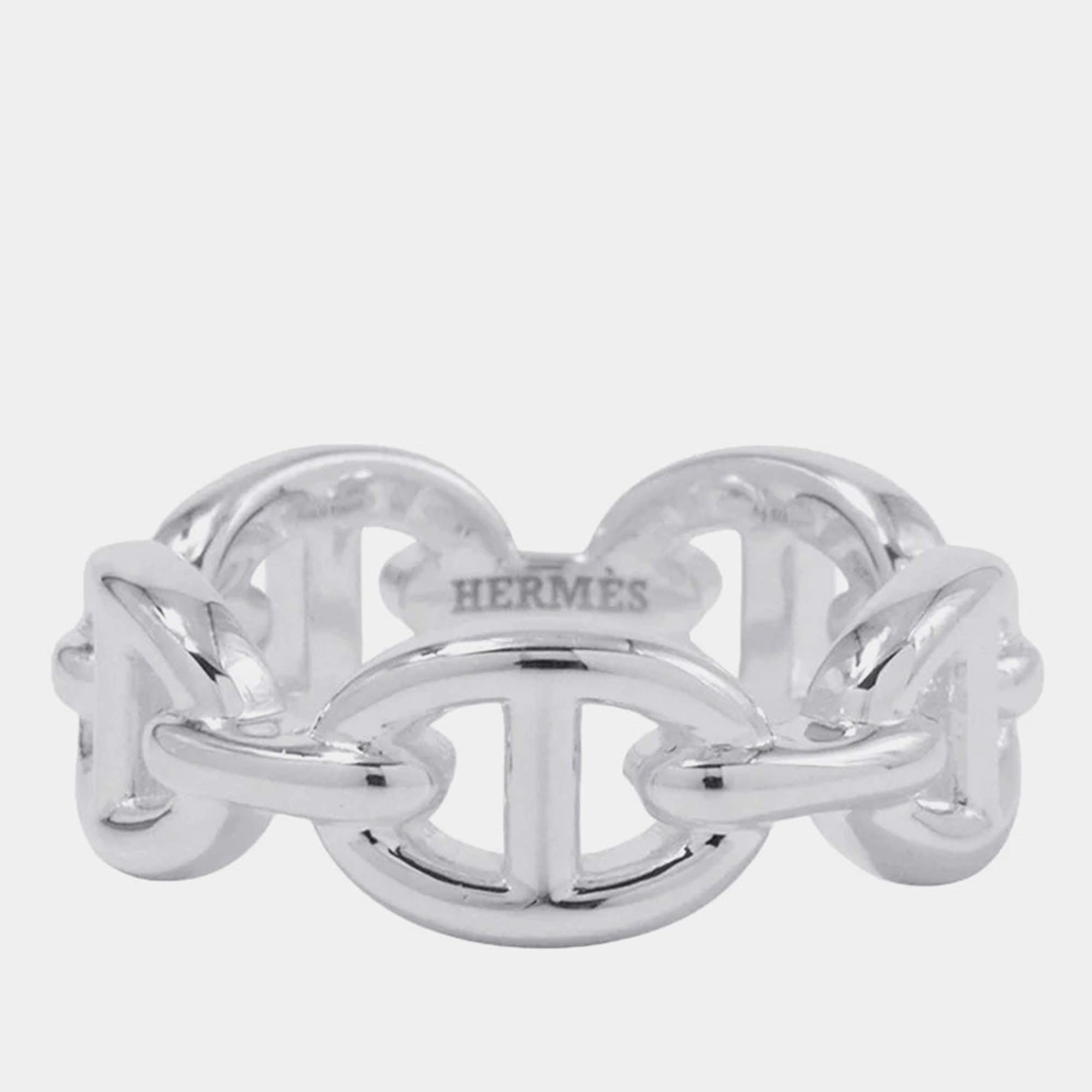 Pre Owned Hermes Chaine D'Ancre Anchene Ring Size Pm/51/#11 Sv925