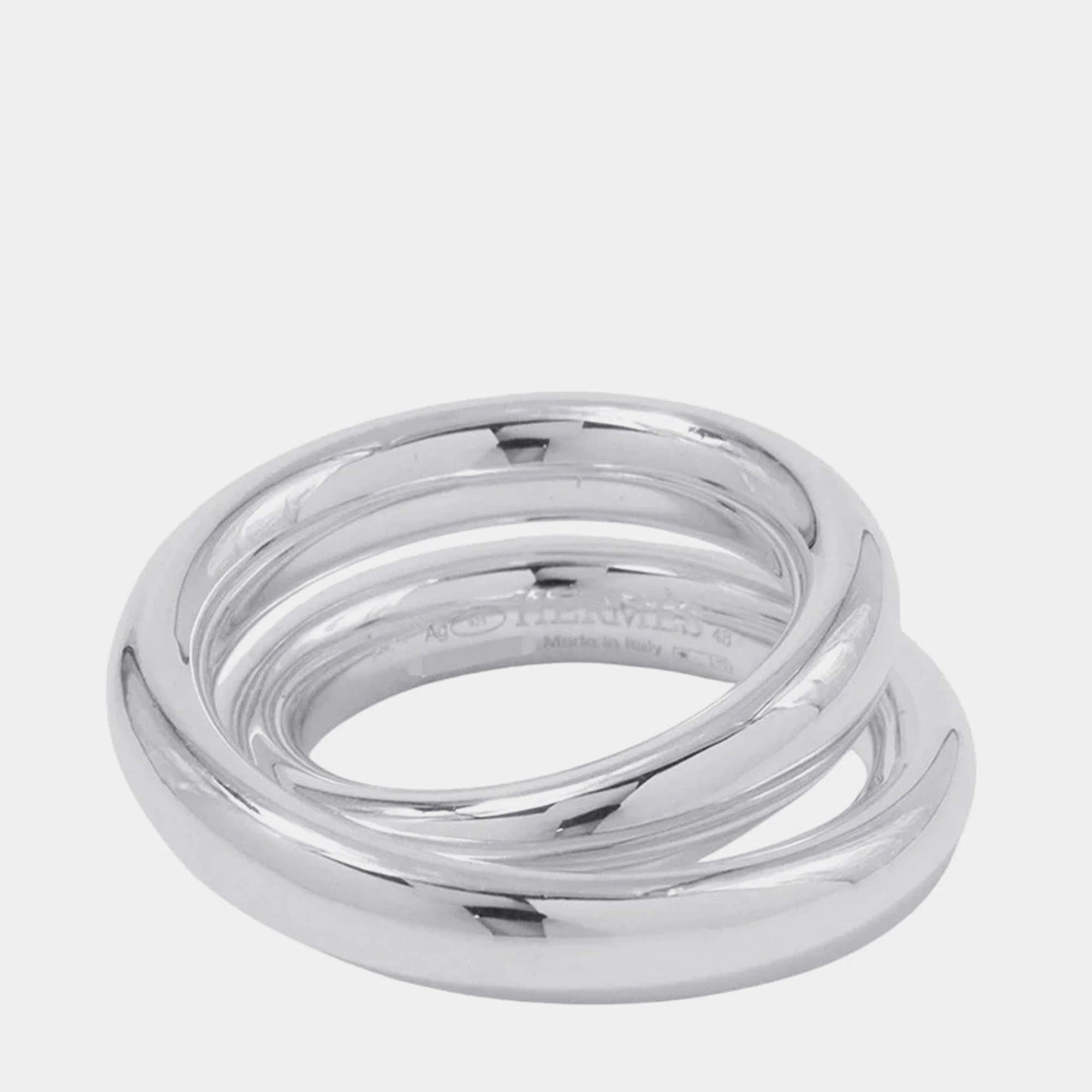 Pre Owned Hermes Caba Cityslide Clutchertige Ring Size 48/#8 Sv925