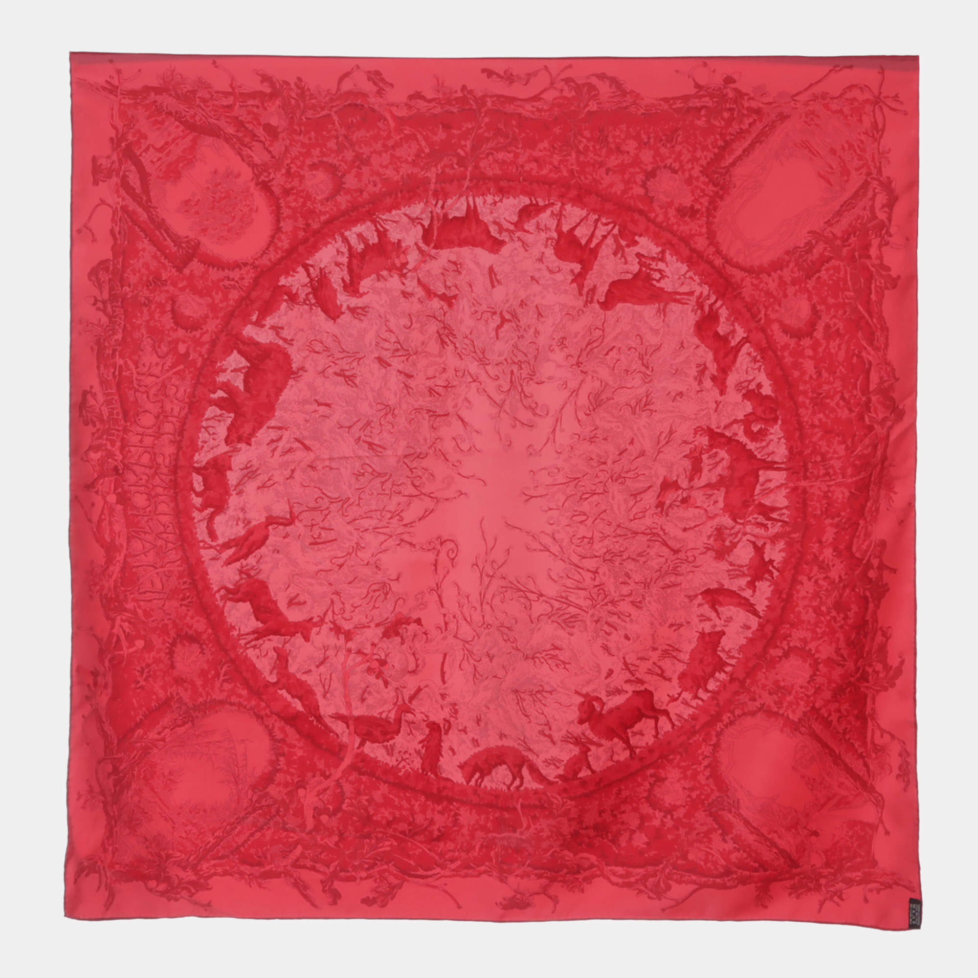 مملوكة مسبقًا Hermes Jardin Des Métamorphozes Red Silk Scarf