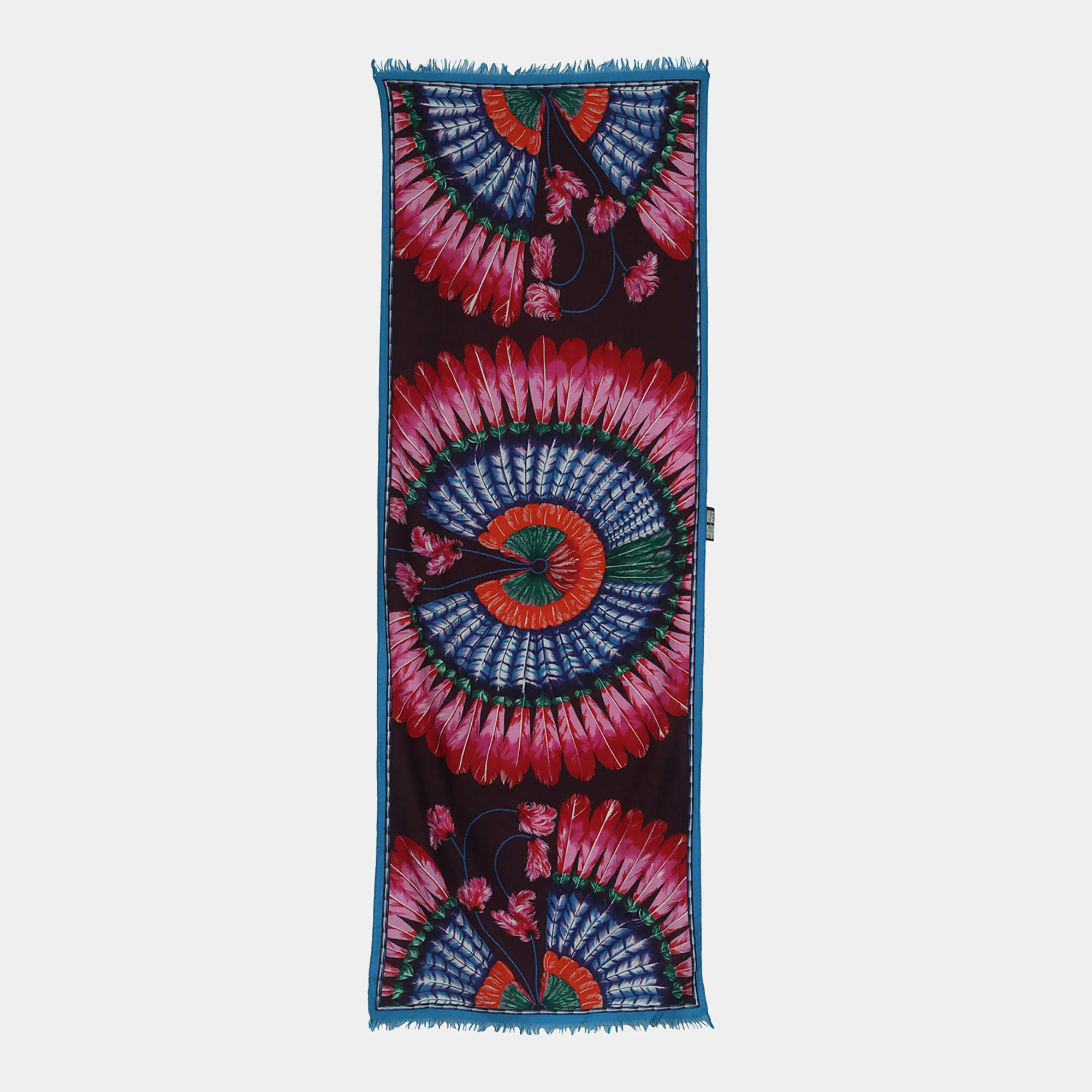 Pre Owned Hermes Multicolor Silk Fringe Scarf