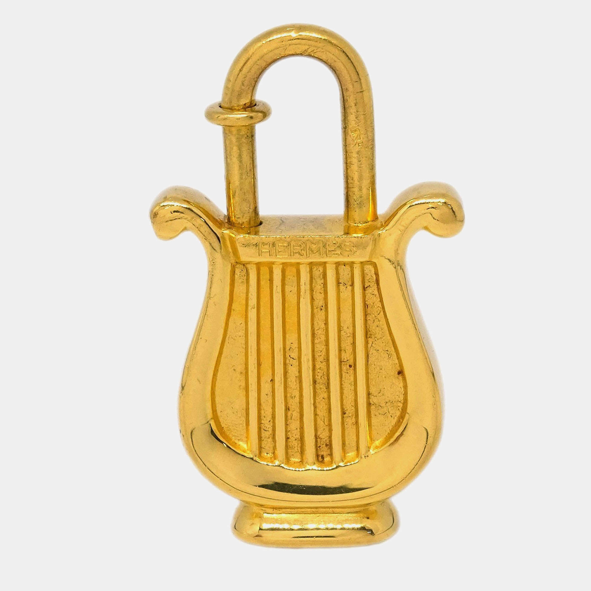 مملوكة مسبقًا Hermes Harp 1996 Cadena Padlock Gold Small